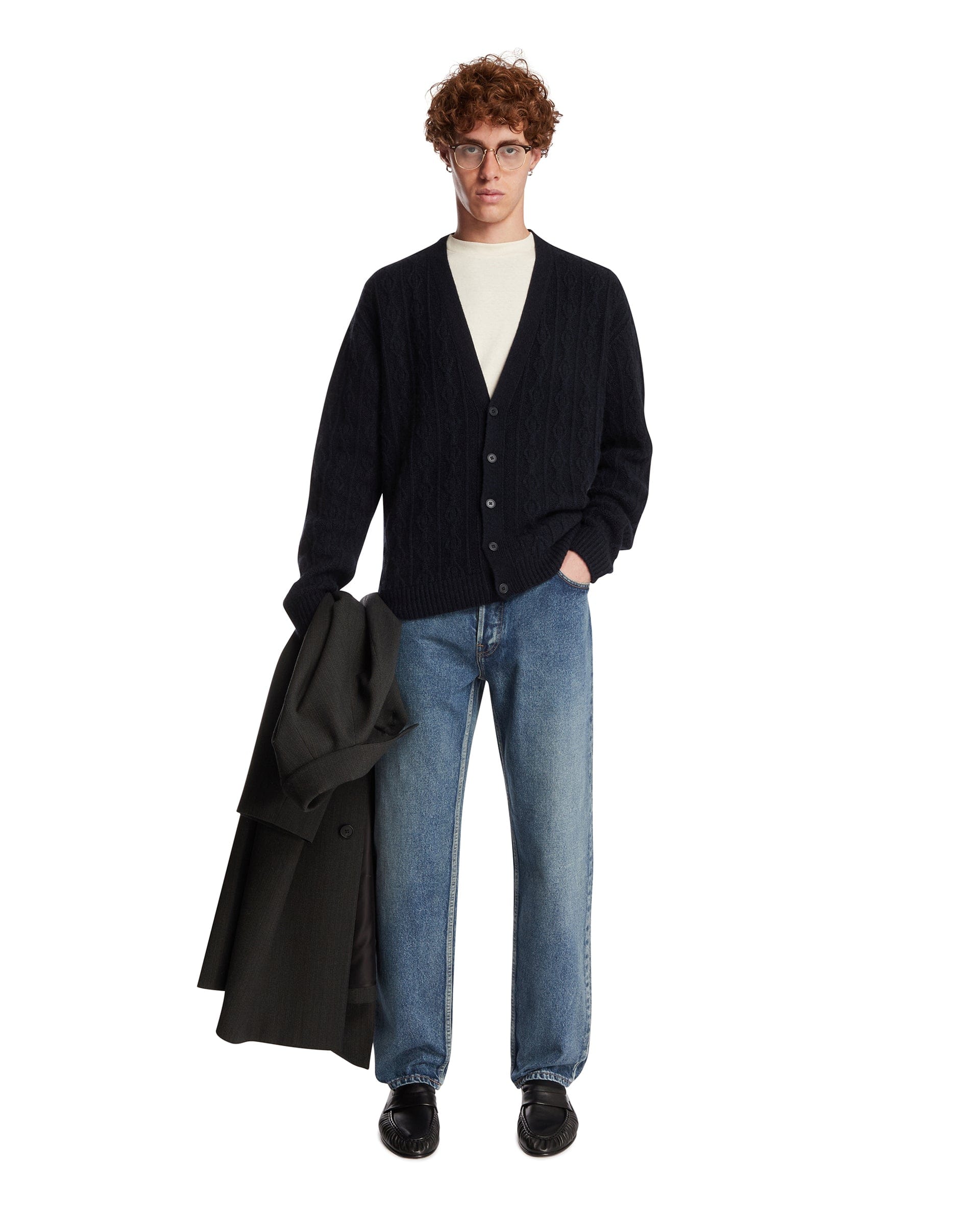 THE ROW Cardigan In Cashmere Blu