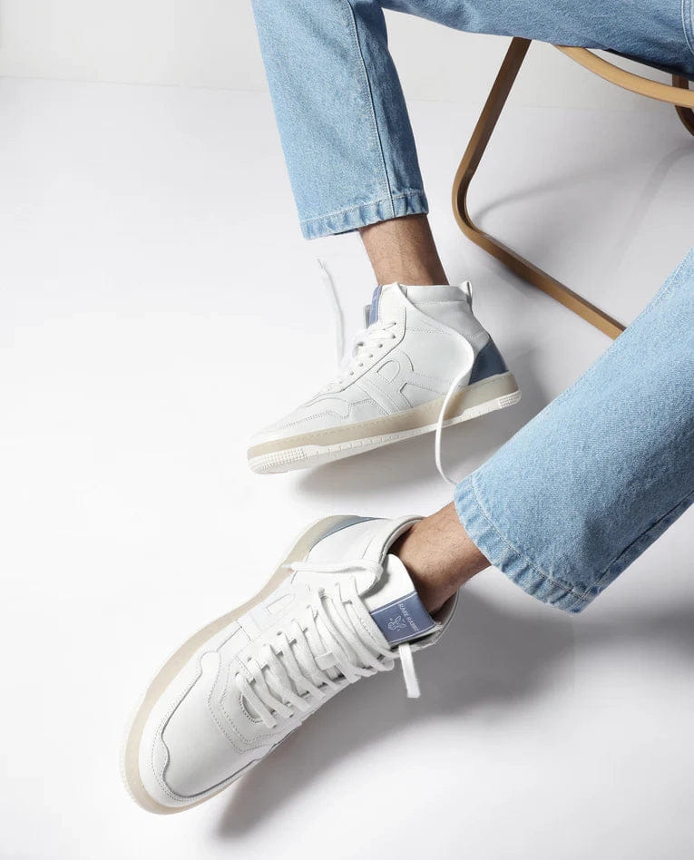 RAREZ Rare Rabbit Men's Nebula High White Leather Lace - Up High - Top Sneaker Shoes