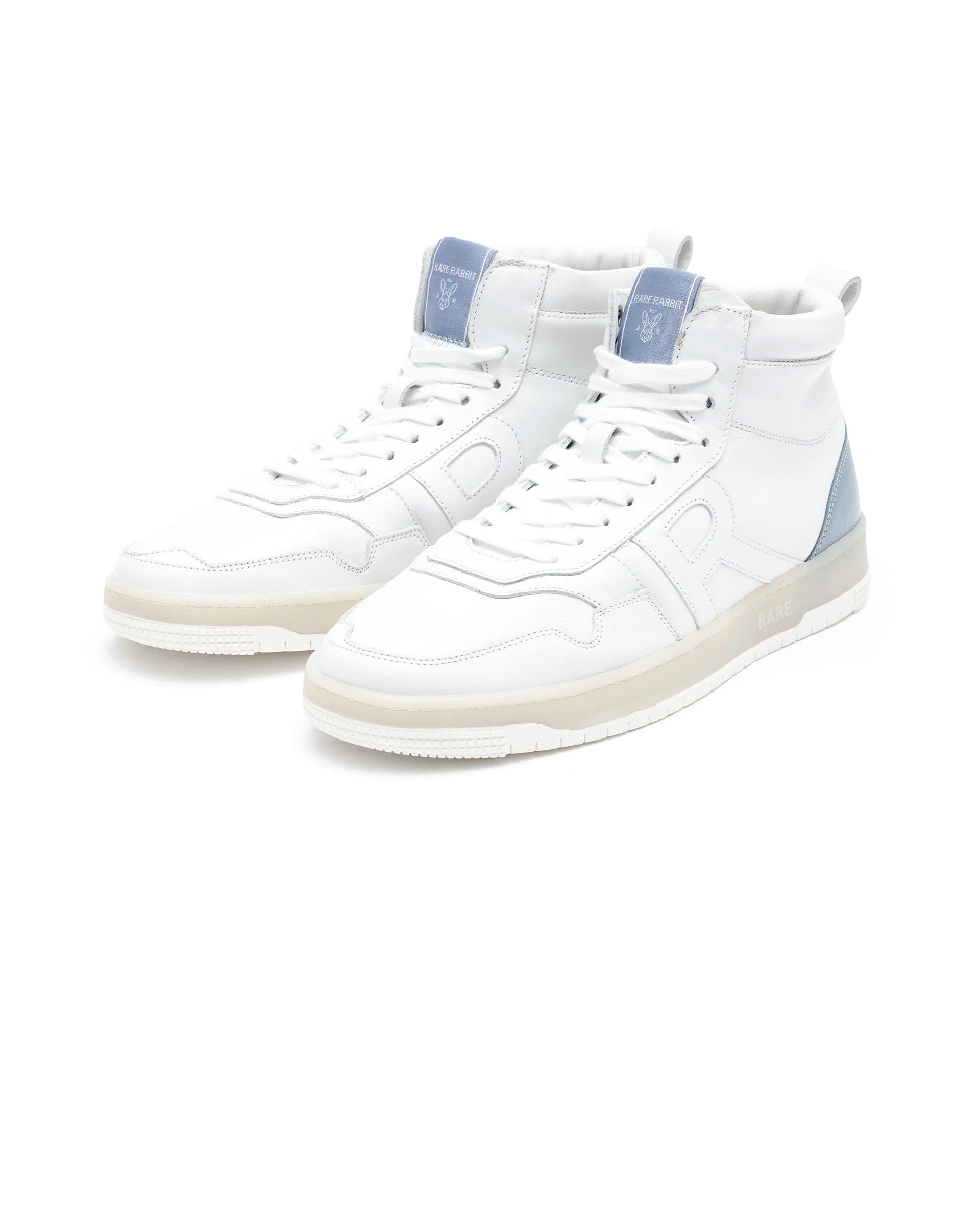 RAREZ Rare Rabbit Men's Nebula High White Leather Lace - Up High - Top Sneaker Shoes