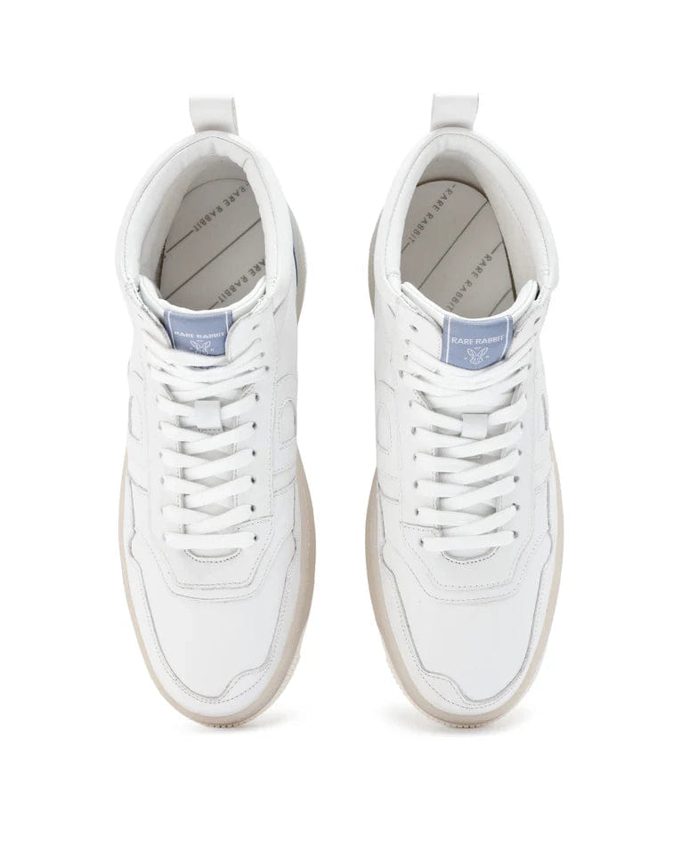 RAREZ Rare Rabbit Men's Nebula High White Leather Lace - Up High - Top Sneaker Shoes