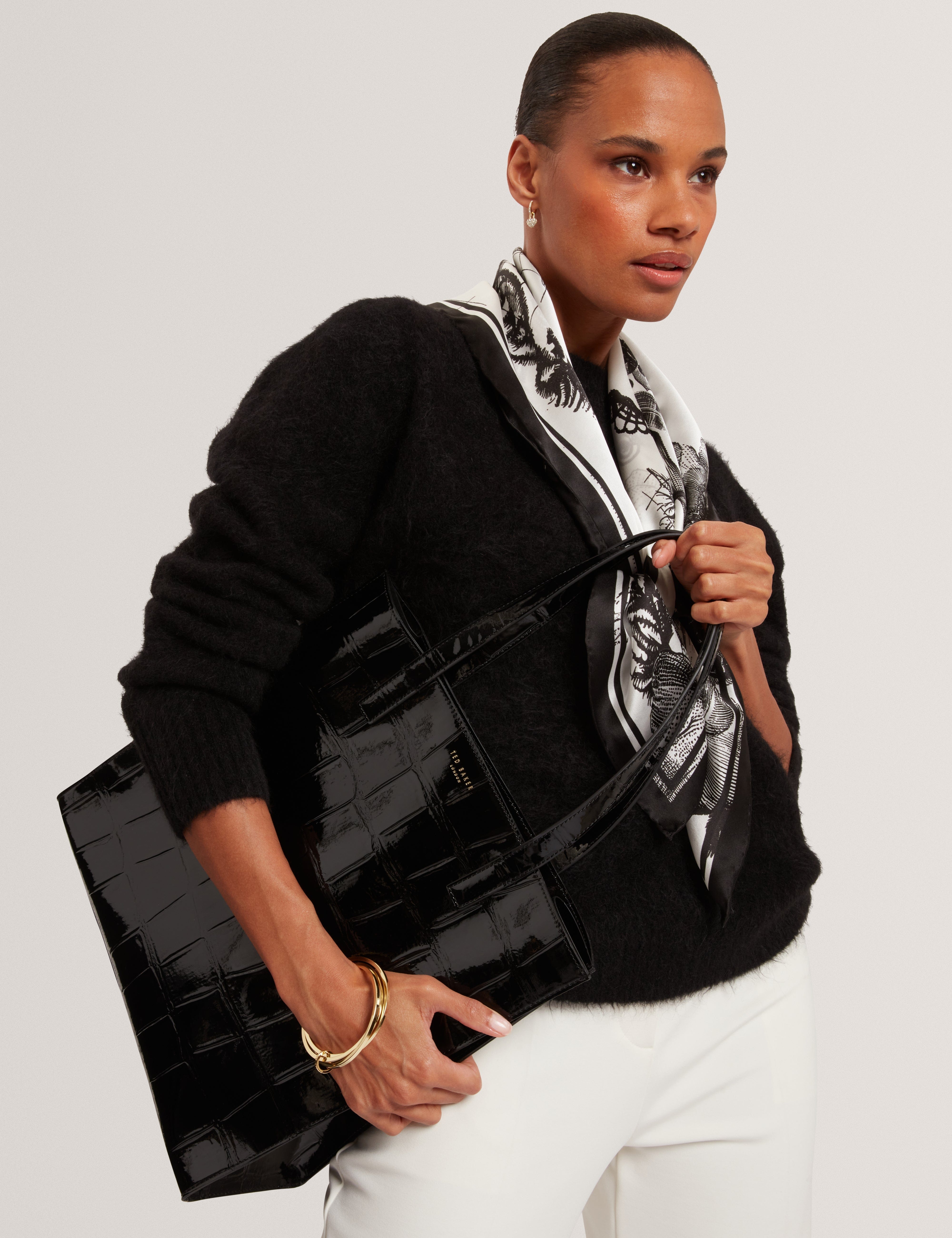 Ted Baker Vannda Croc Effect Large Icon Bag Black