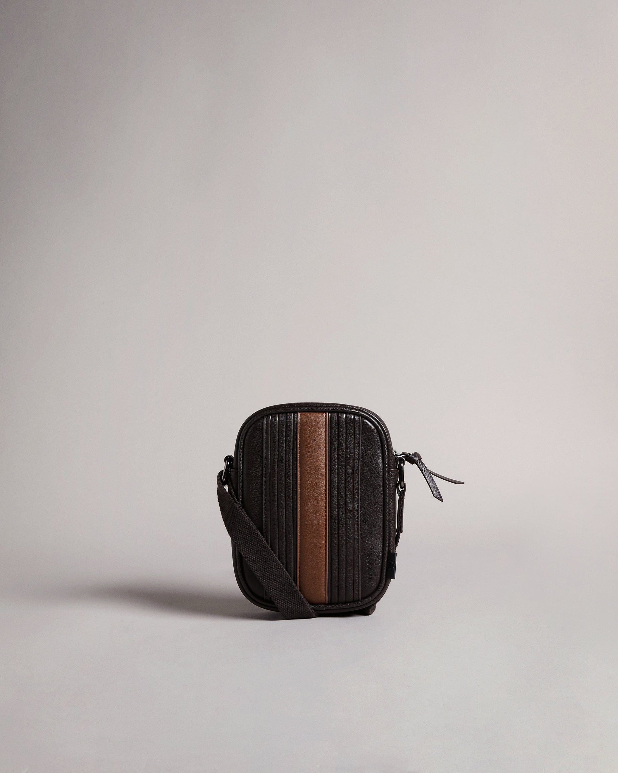 Ted Baker Evver Striped Pu Flight Bag Brn - Choc