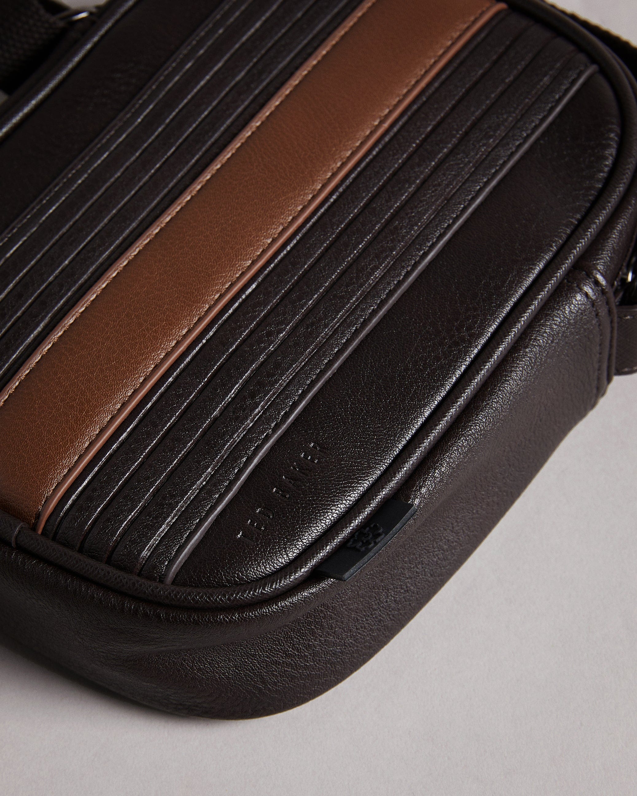 Ted Baker Evver Striped Pu Flight Bag Brn - Choc