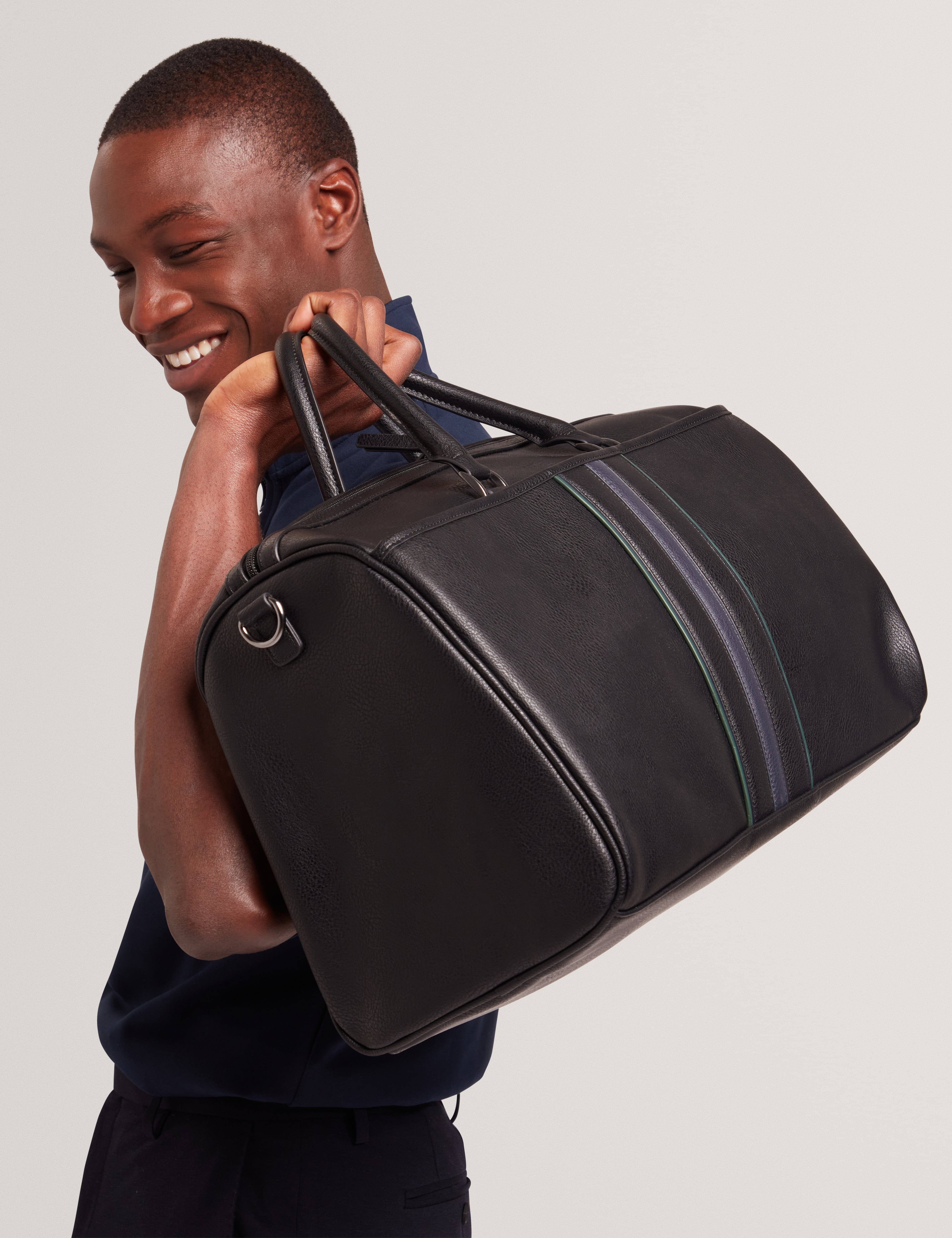 Ted Baker Kelvin Stripe Pu Holdall Black