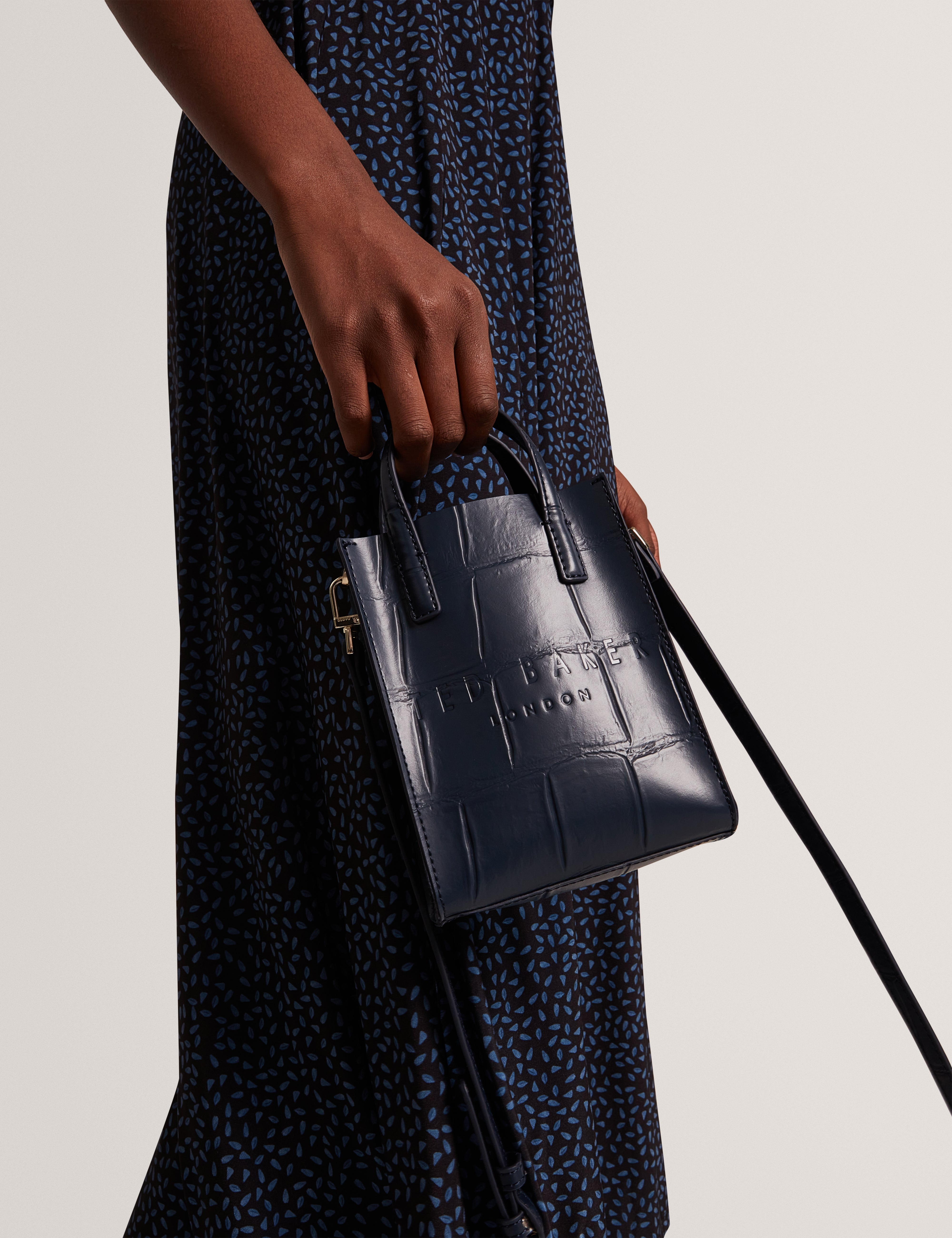 Ted Baker Gatocon Croc Effect Mini Icon Bag Navy