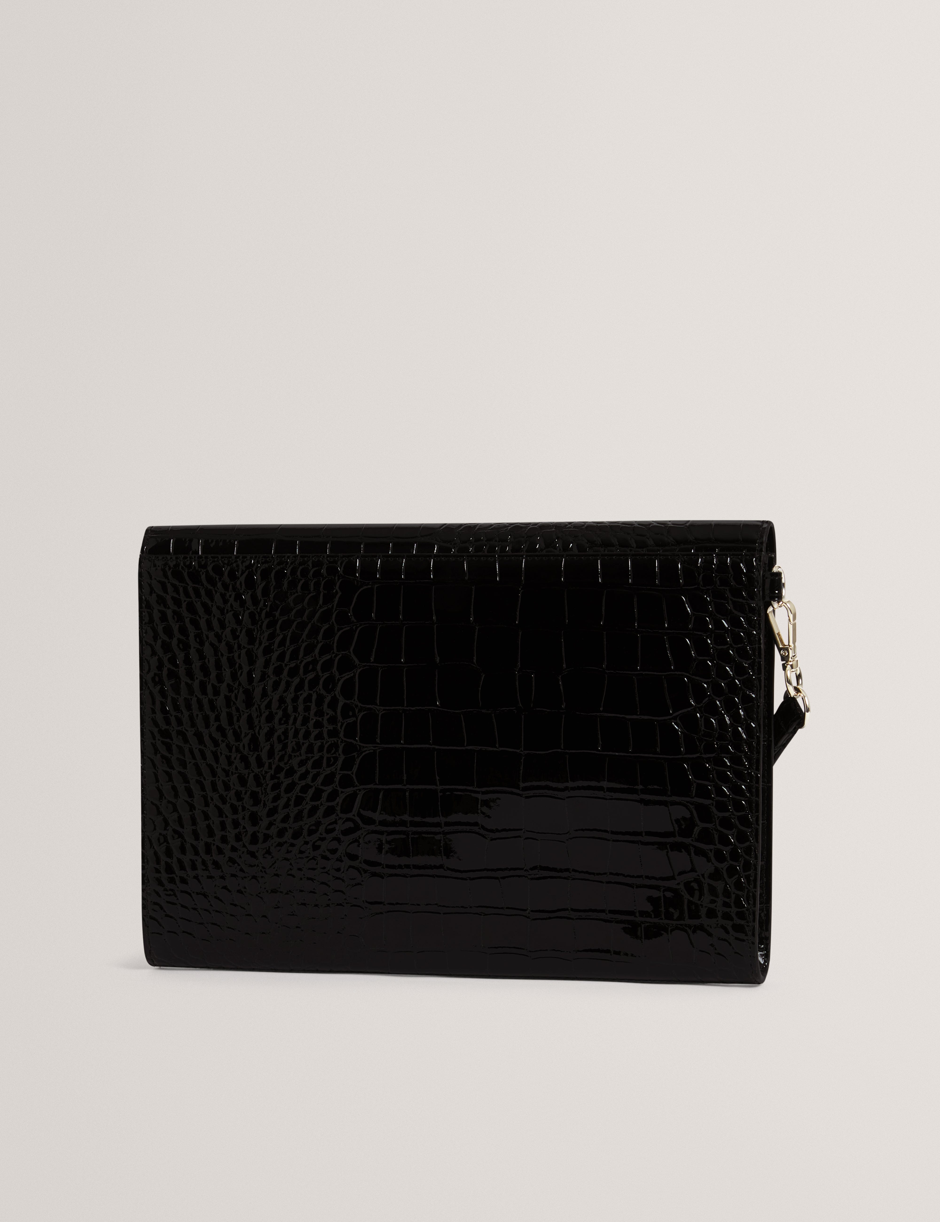 Ted Baker Wesslie Croc Effect Icon Envelope Pouch Black
