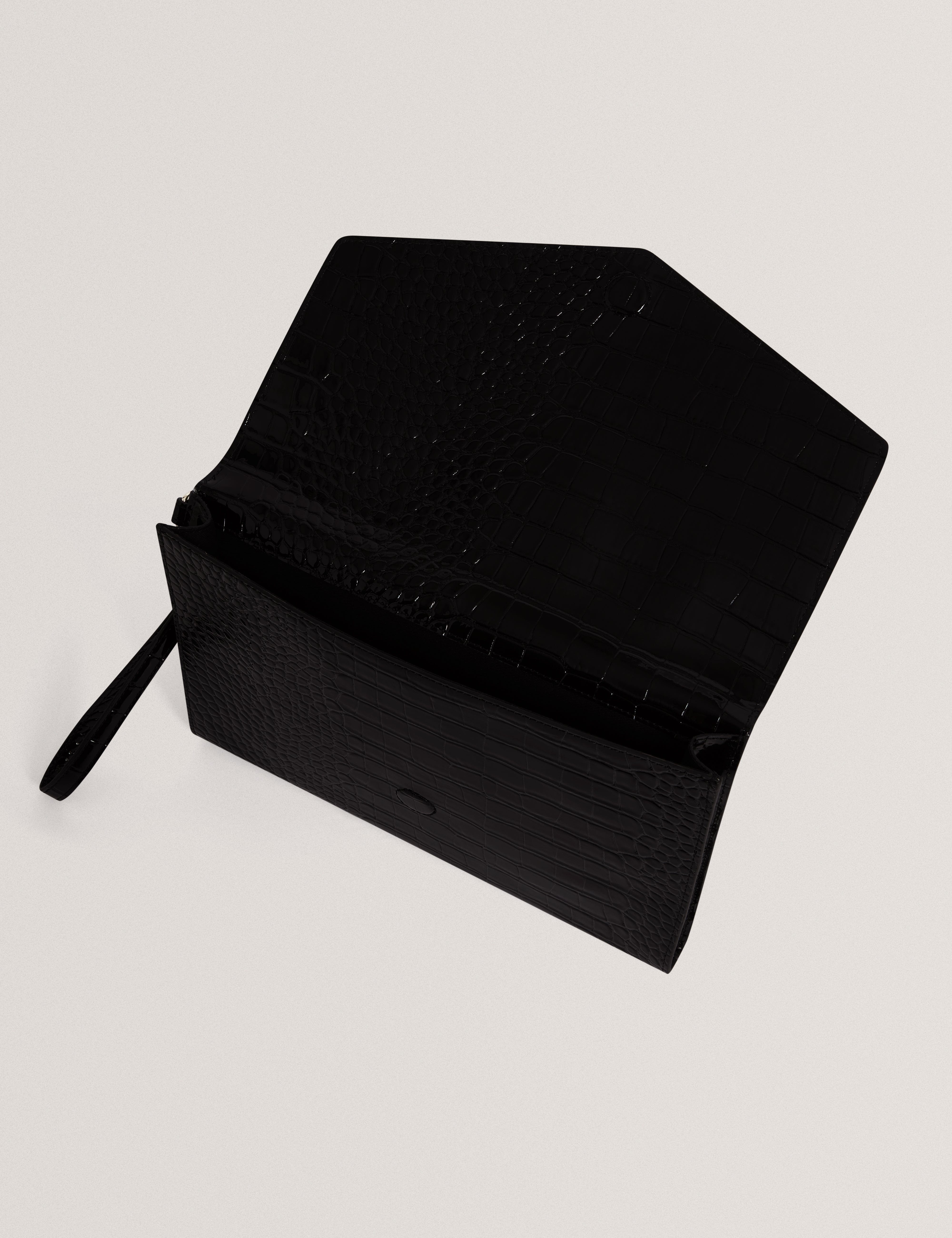 Ted Baker Wesslie Croc Effect Icon Envelope Pouch Black