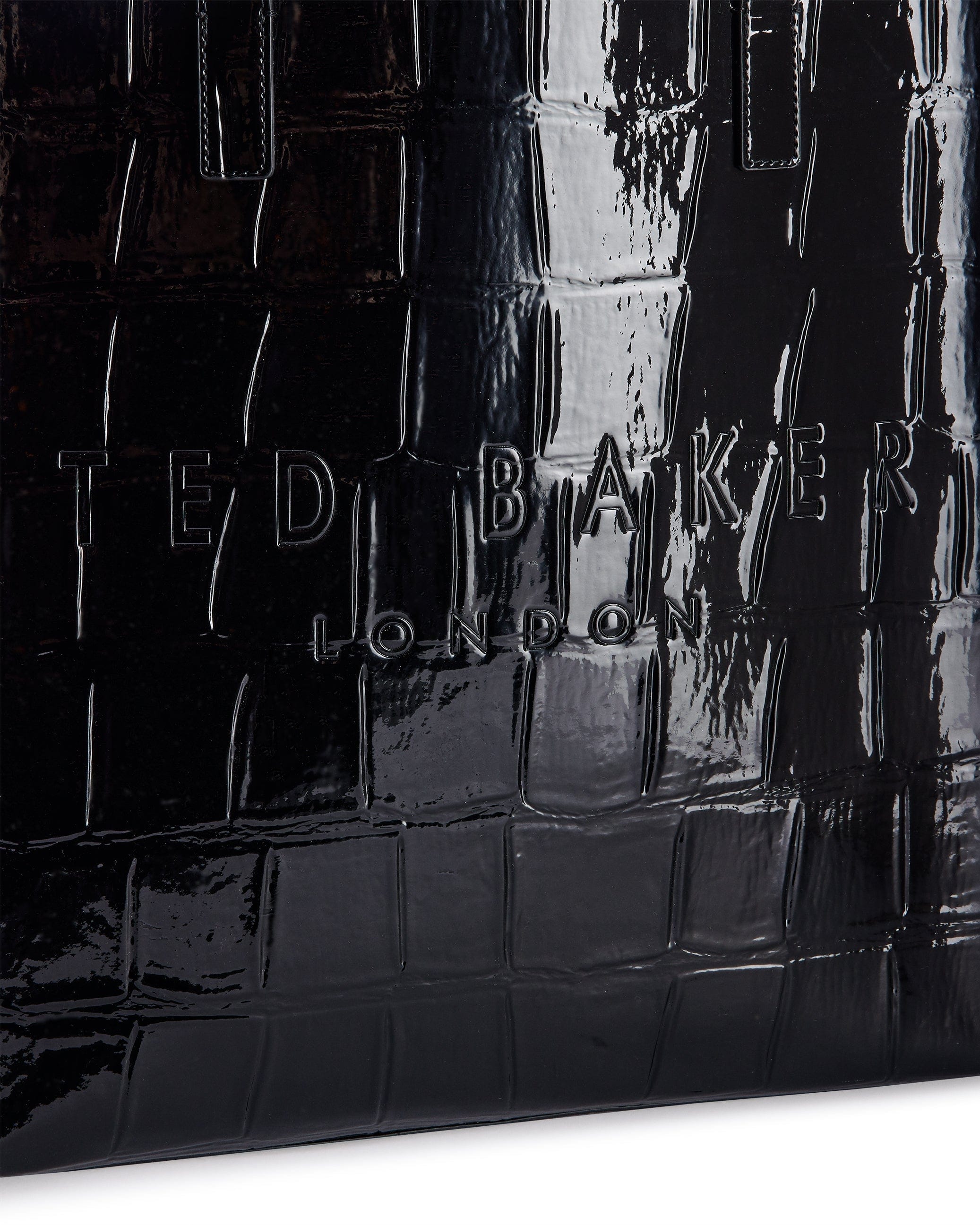 Ted Baker Croccon Croc Effect Large Icon Bag Jet - Black