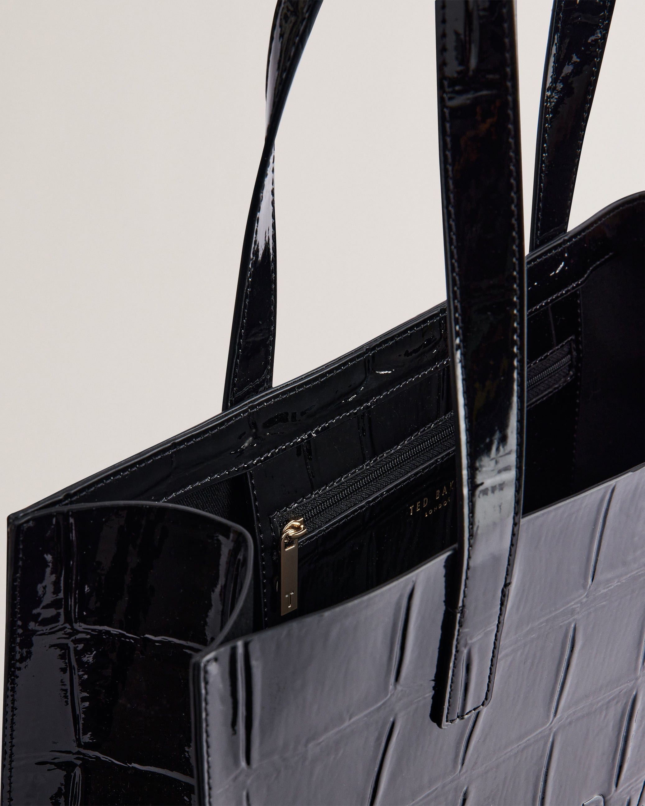 Ted Baker Croccon Croc Effect Large Icon Bag Jet - Black