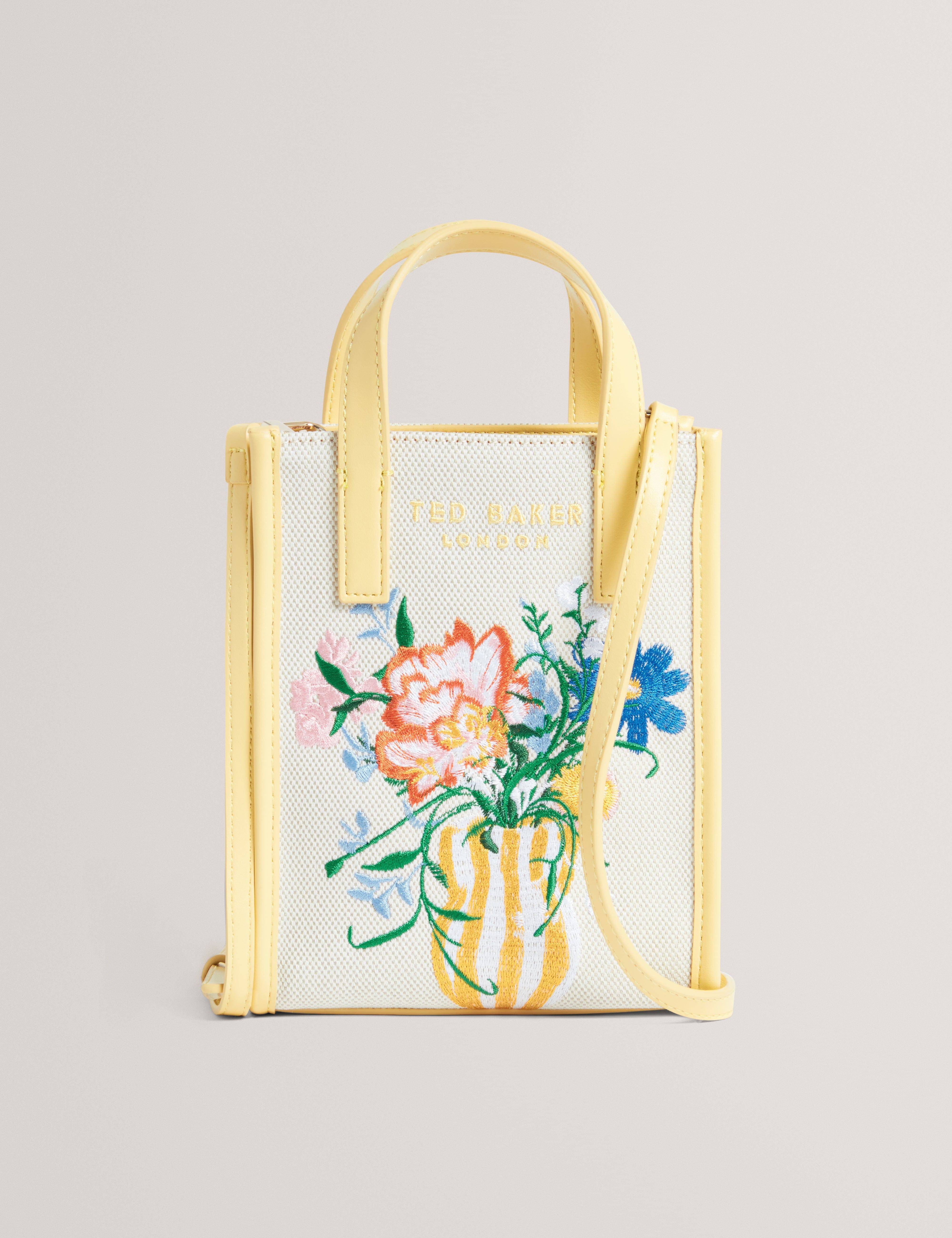 Ted Baker Floscon Canvas Embroidered Mini Floral Icon Bag Natural