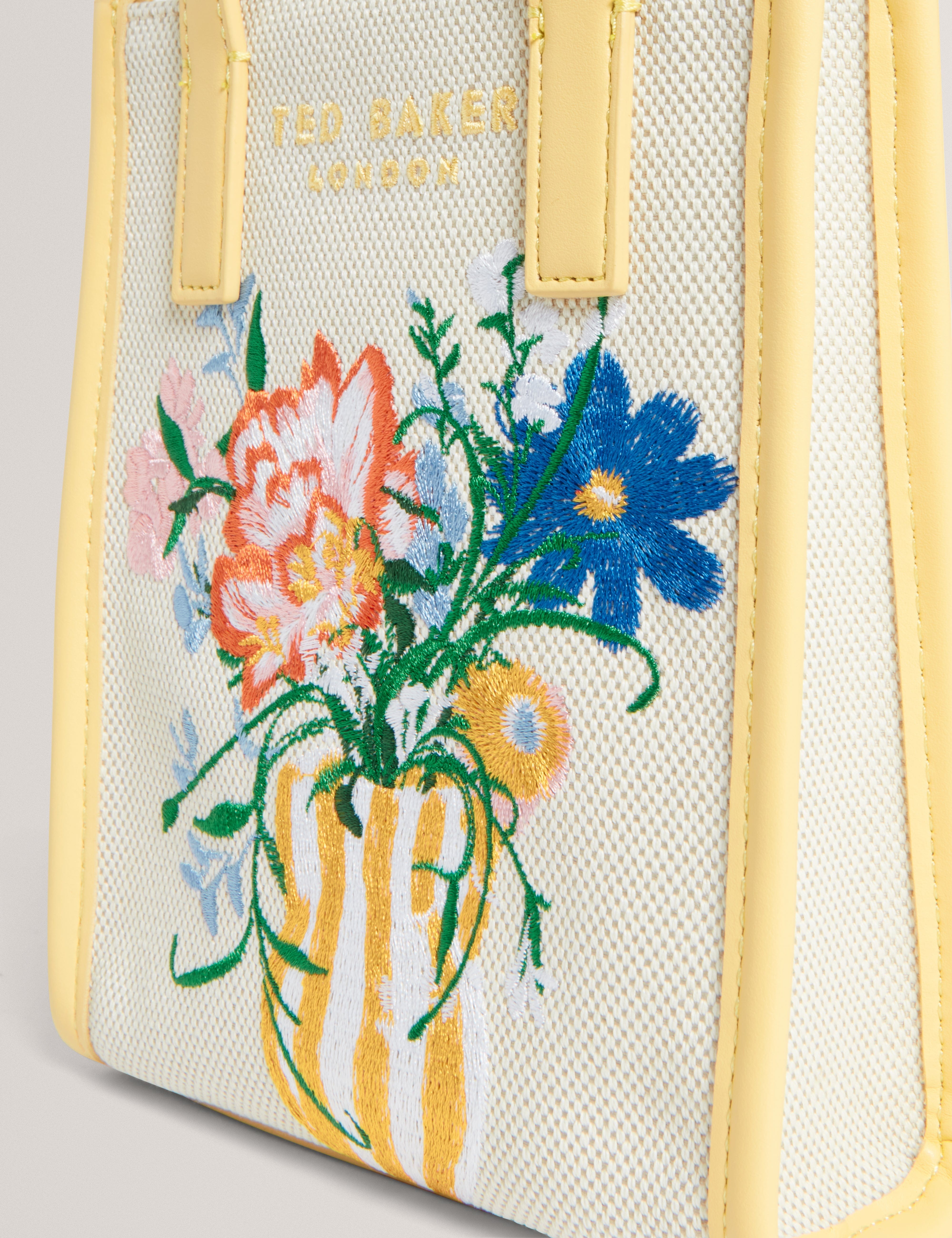 Ted Baker Floscon Canvas Embroidered Mini Floral Icon Bag Natural