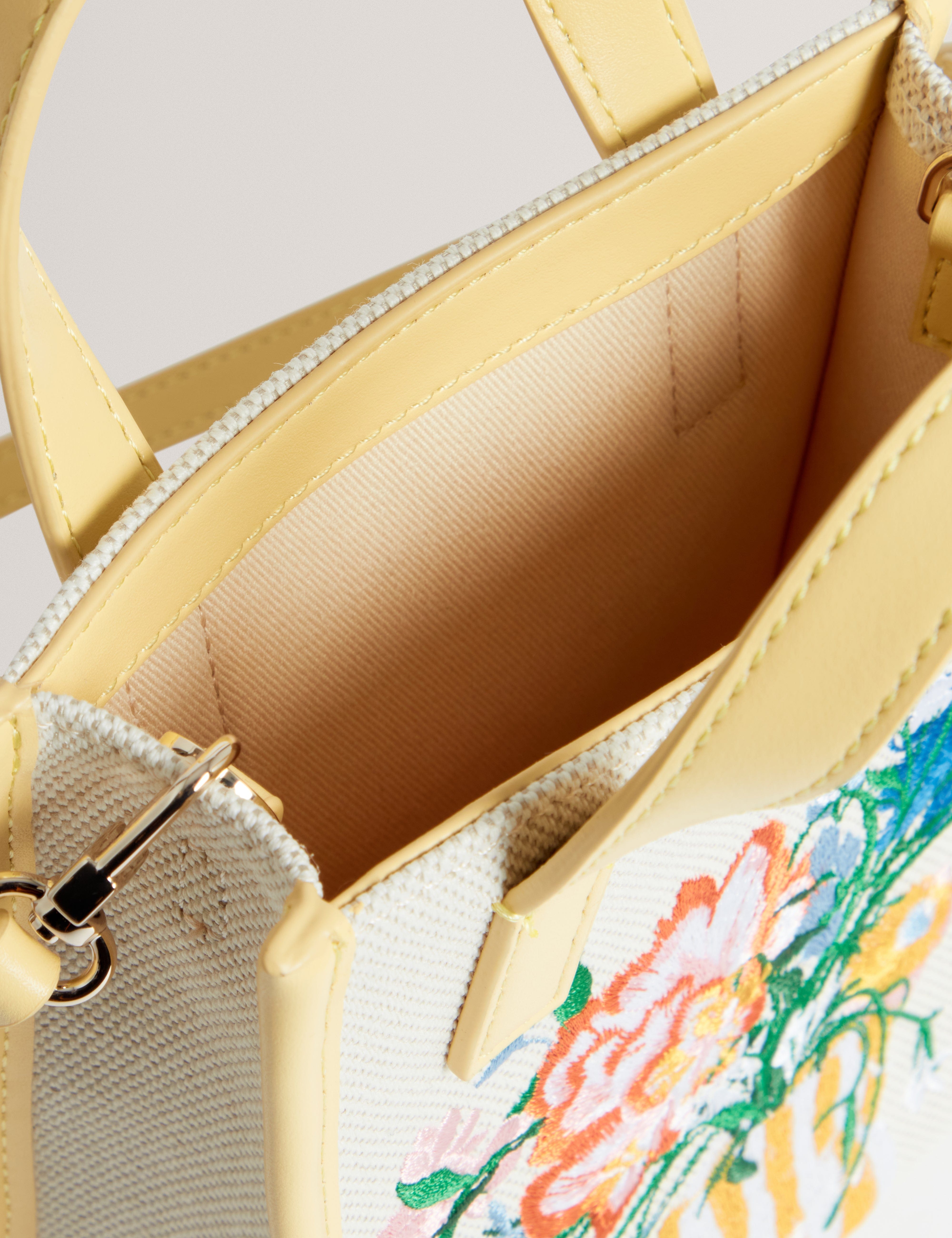Ted Baker Floscon Canvas Embroidered Mini Floral Icon Bag Natural