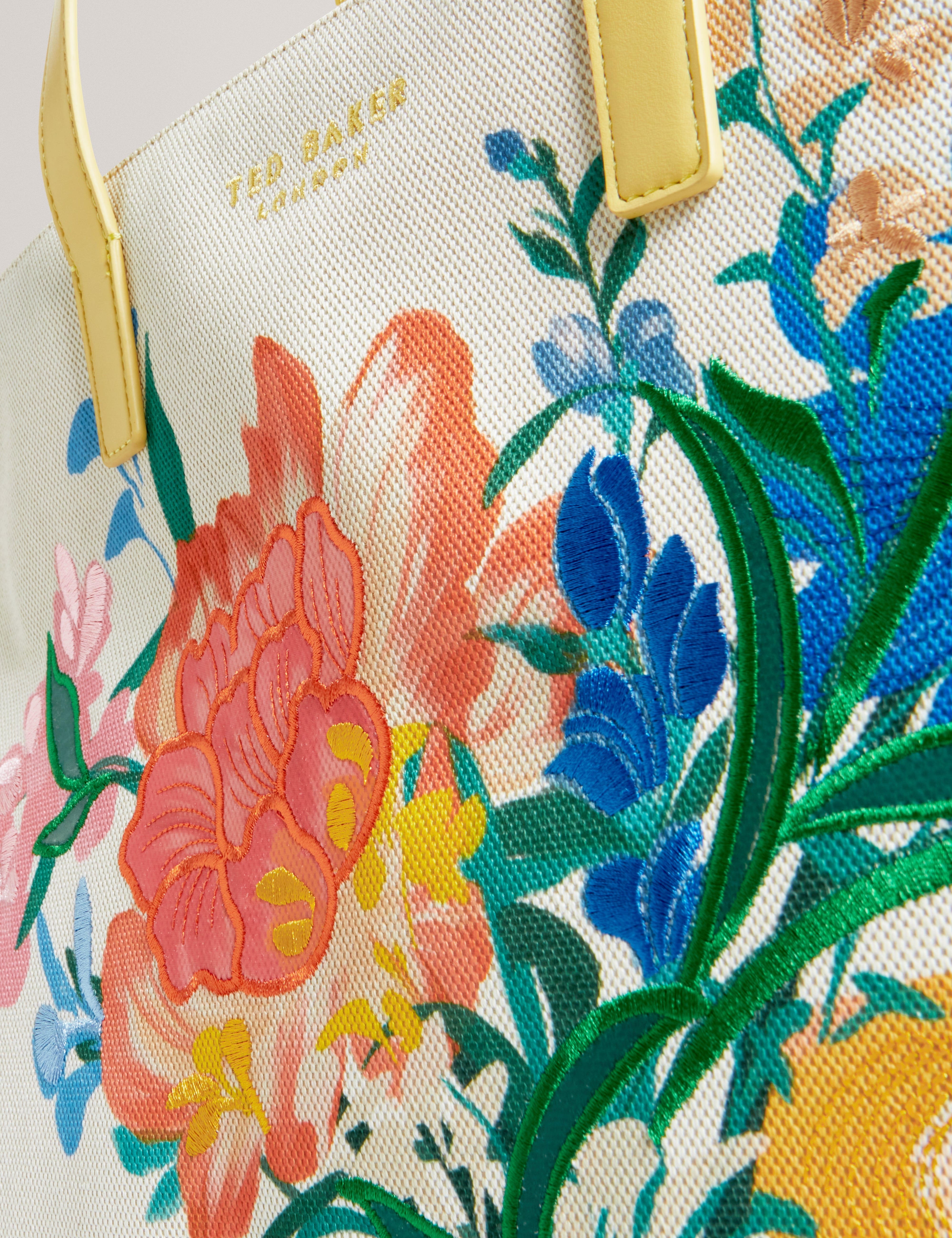 Ted Baker Floicon Canvas Embroidered Large Floral Icon Bag Natural