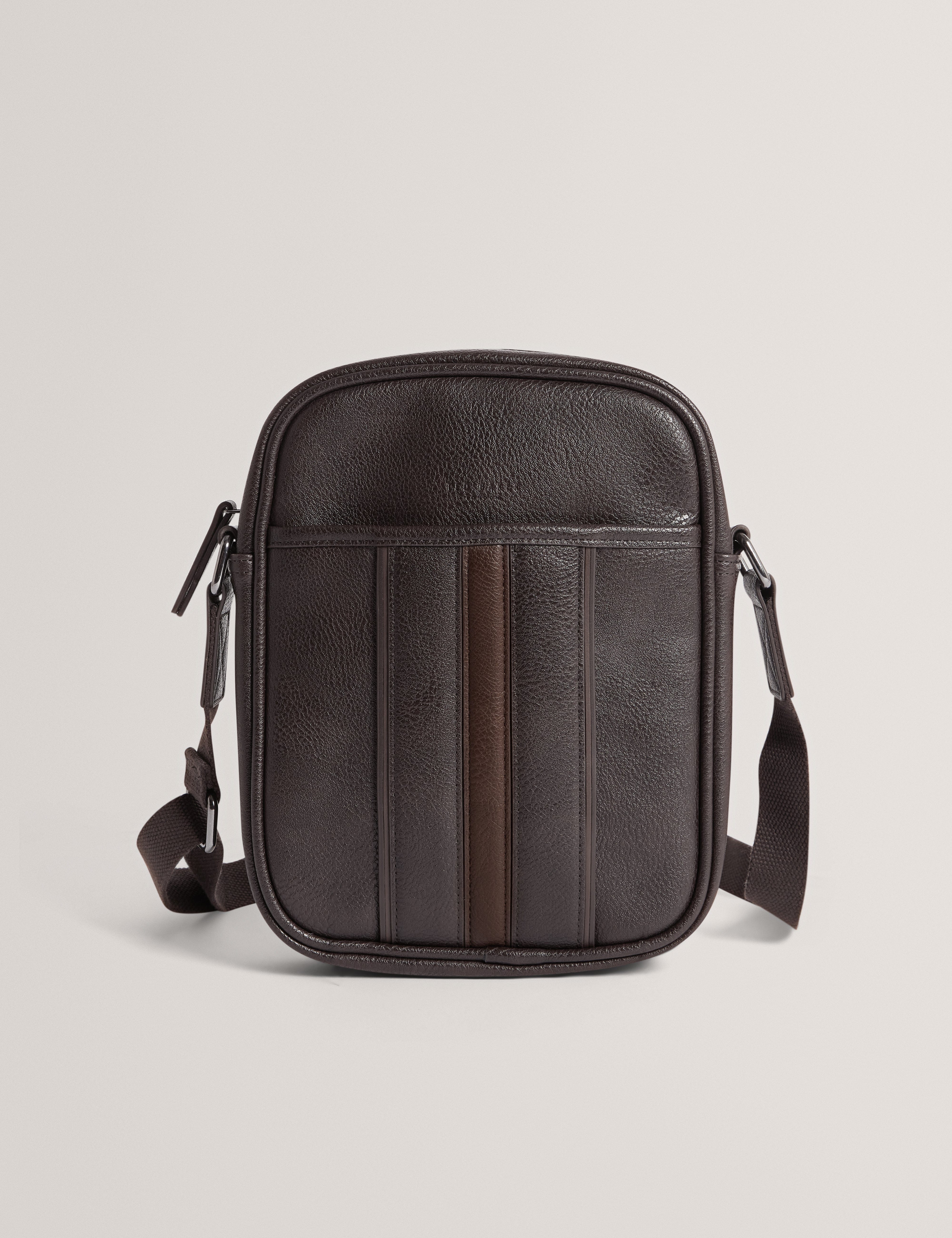 Ted Baker Keiigan Stripe Pu Flight Bag Brn - Choc