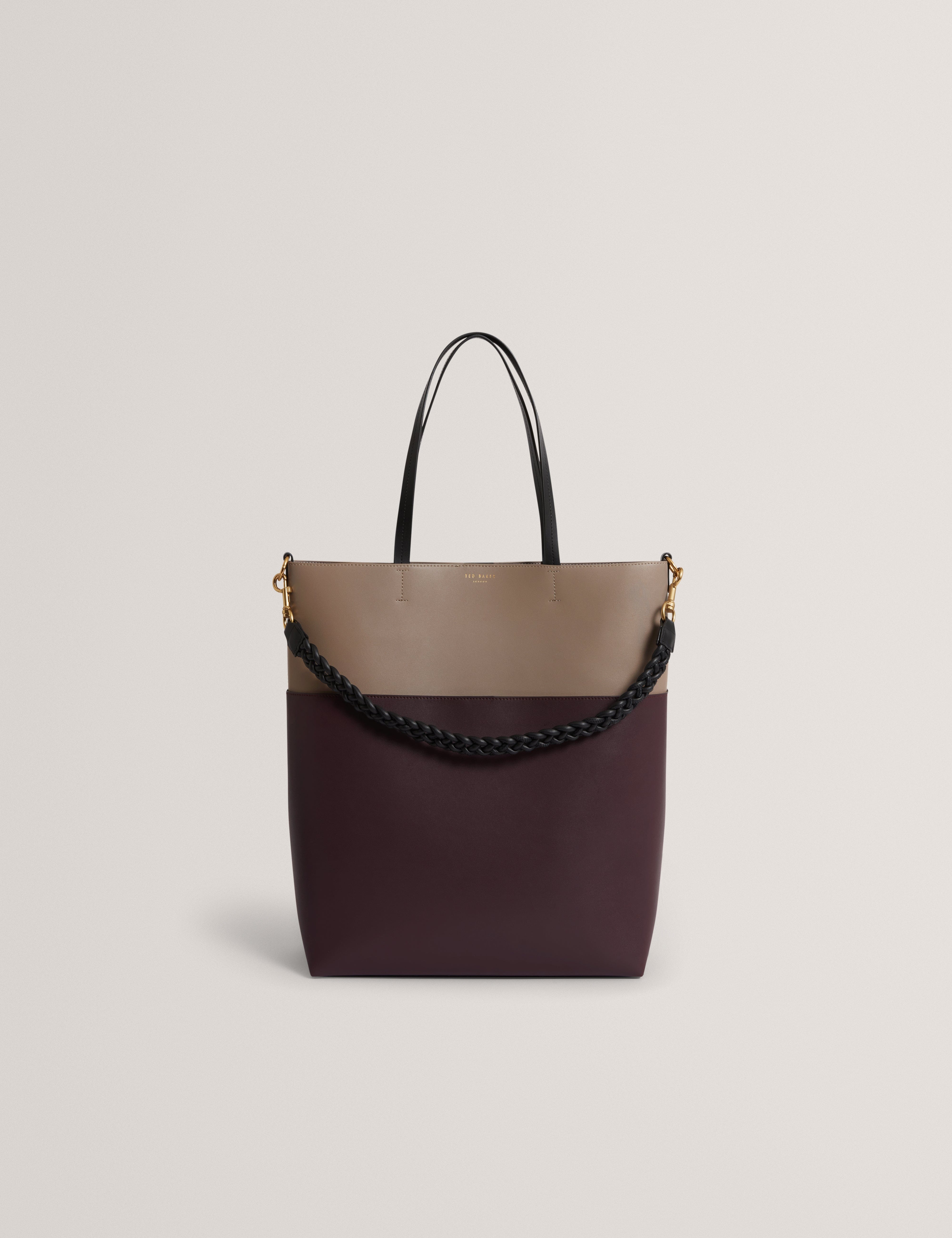 Ted Baker Wynslow Woven Handle Colourblock Large Bag Wine