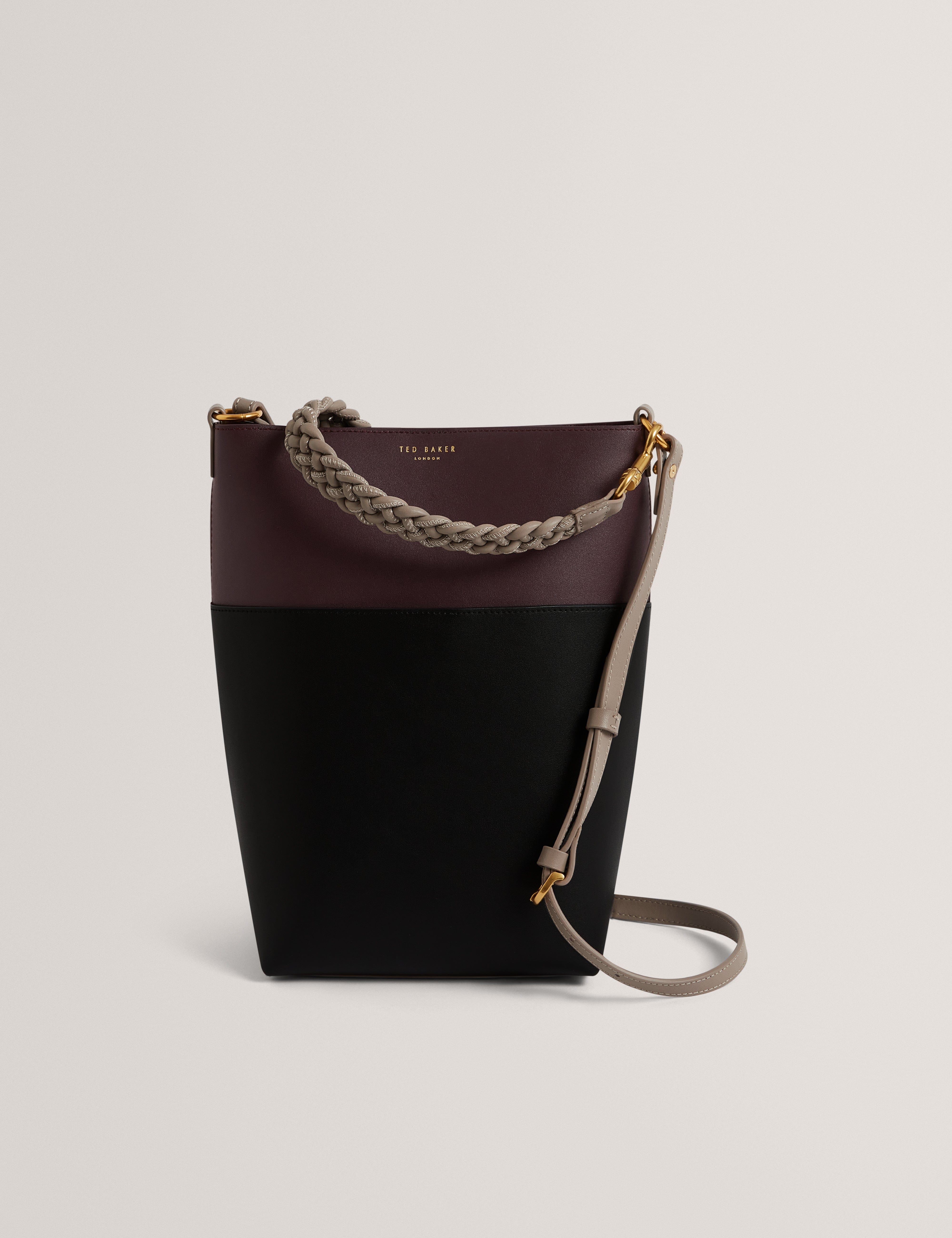 Ted Baker Wilna Woven Handle Colourblock Medium Bag Wine