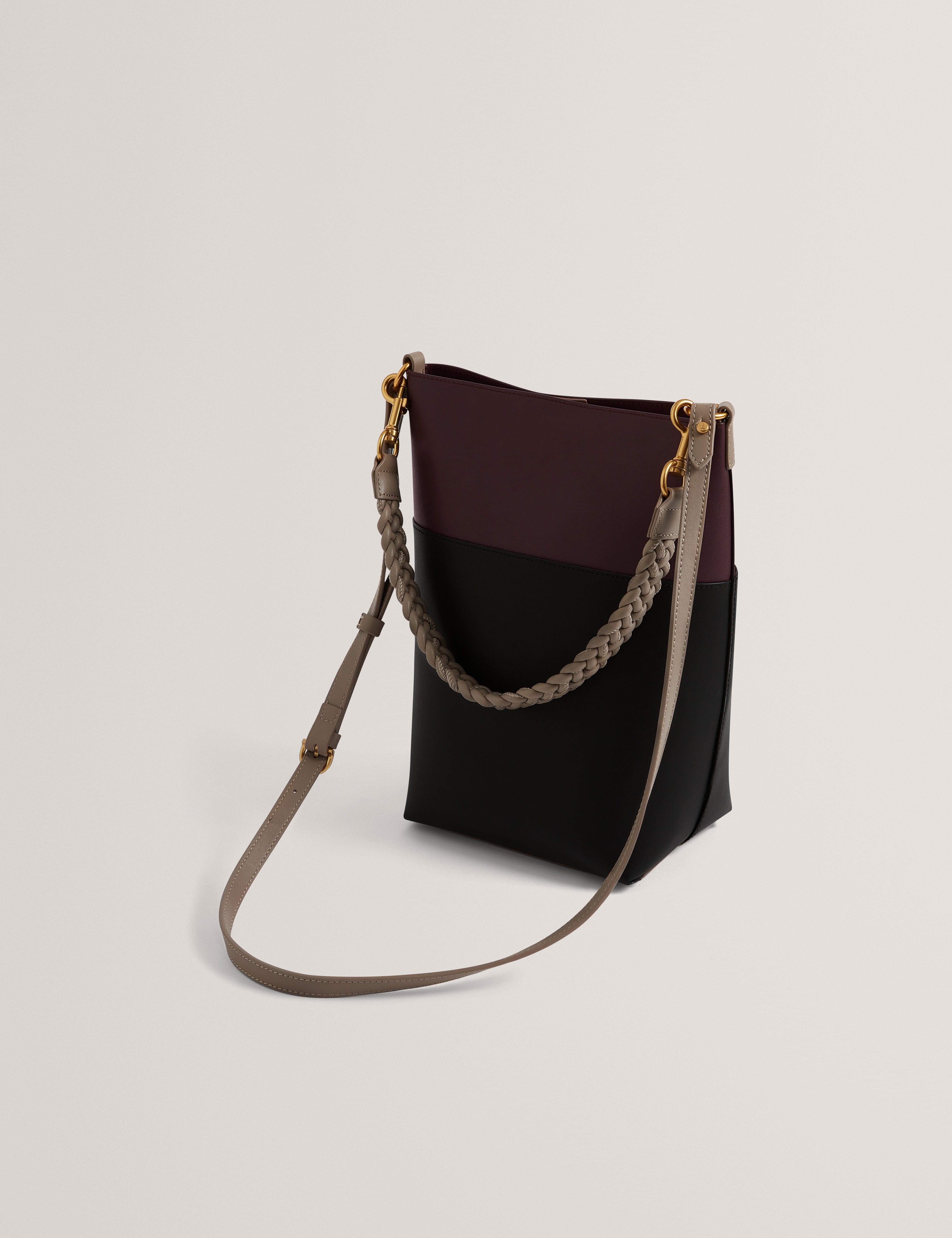Ted Baker Wilna Woven Handle Colourblock Medium Bag Wine