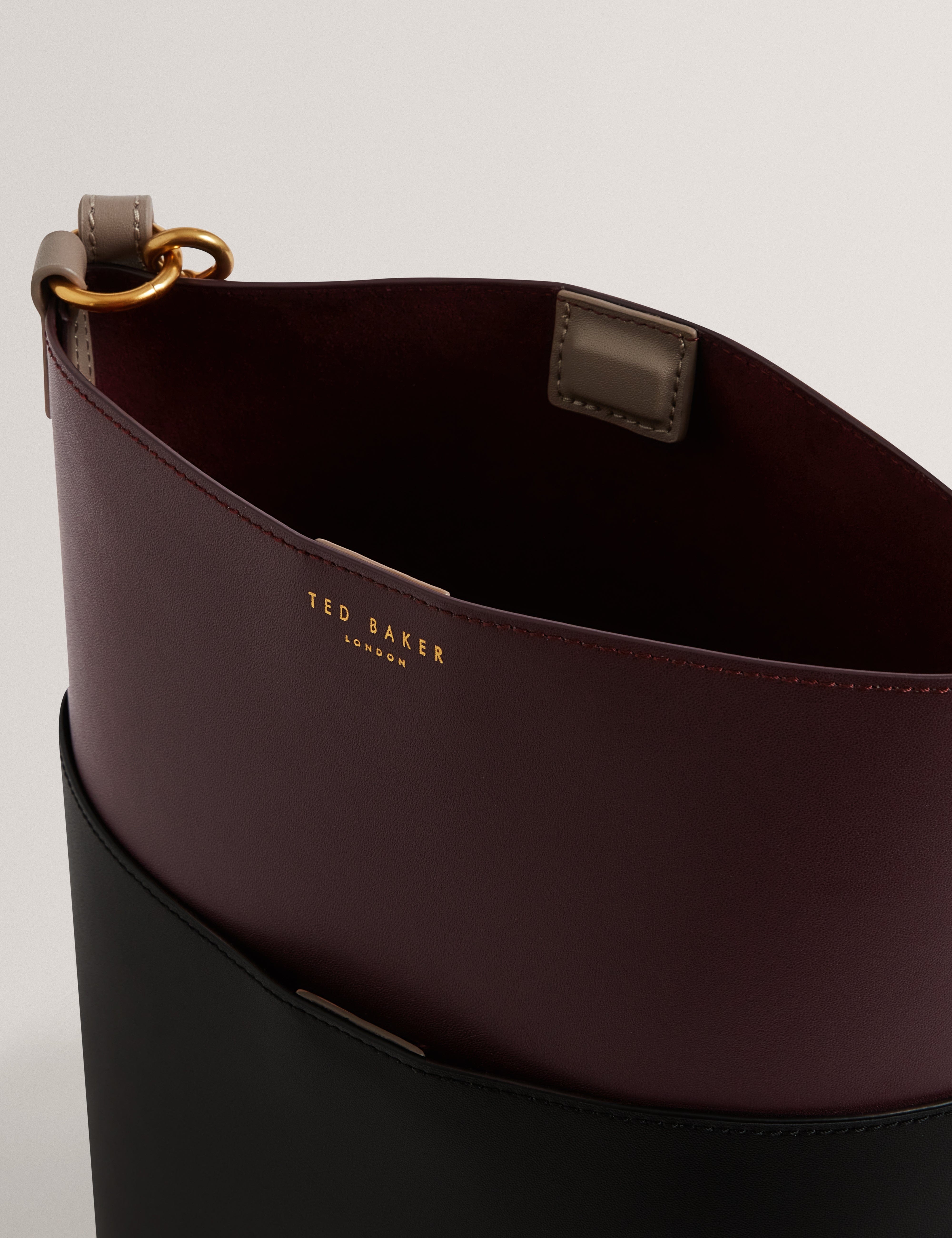 Ted Baker Wilna Woven Handle Colourblock Medium Bag Wine