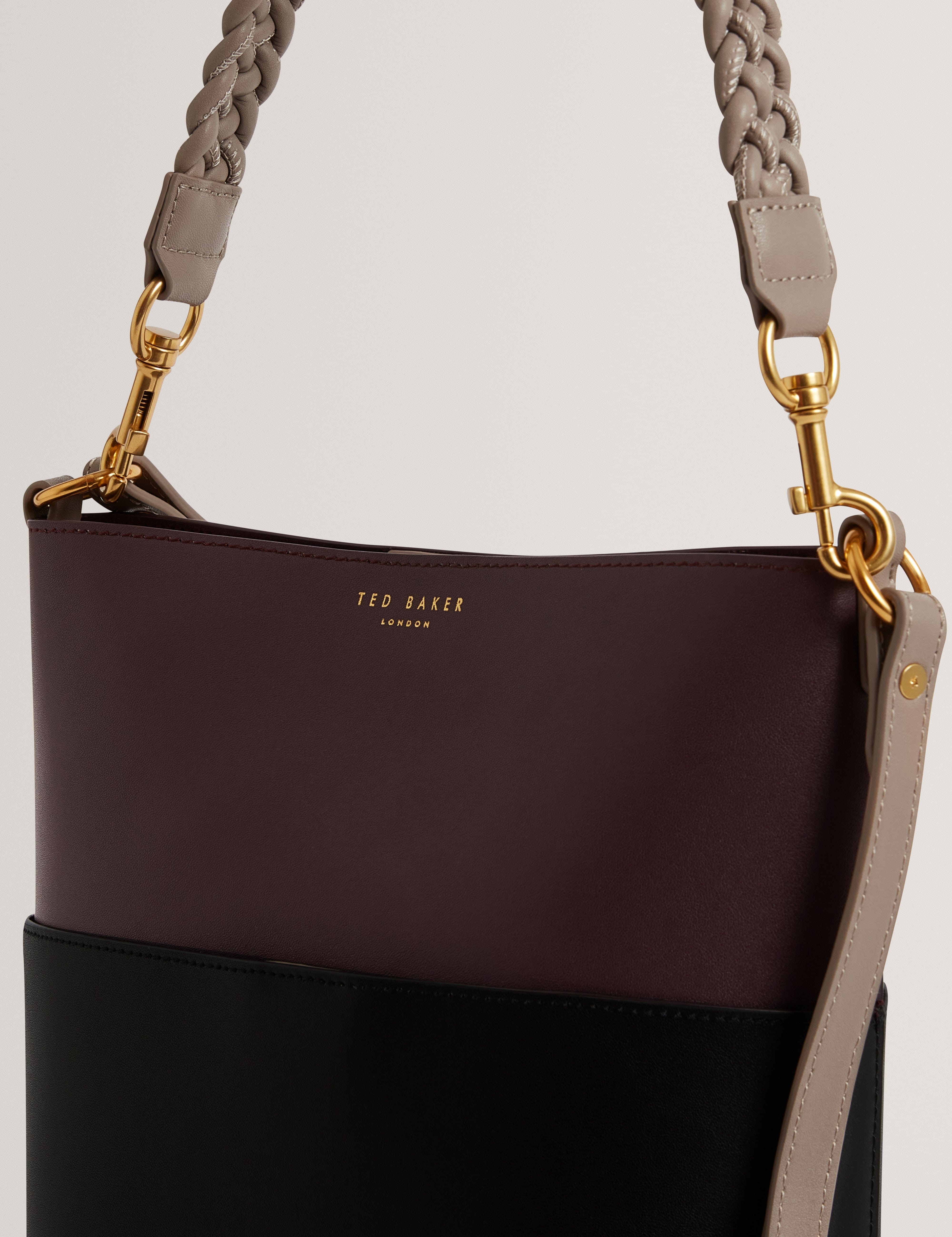 Ted Baker Wilna Woven Handle Colourblock Medium Bag Wine