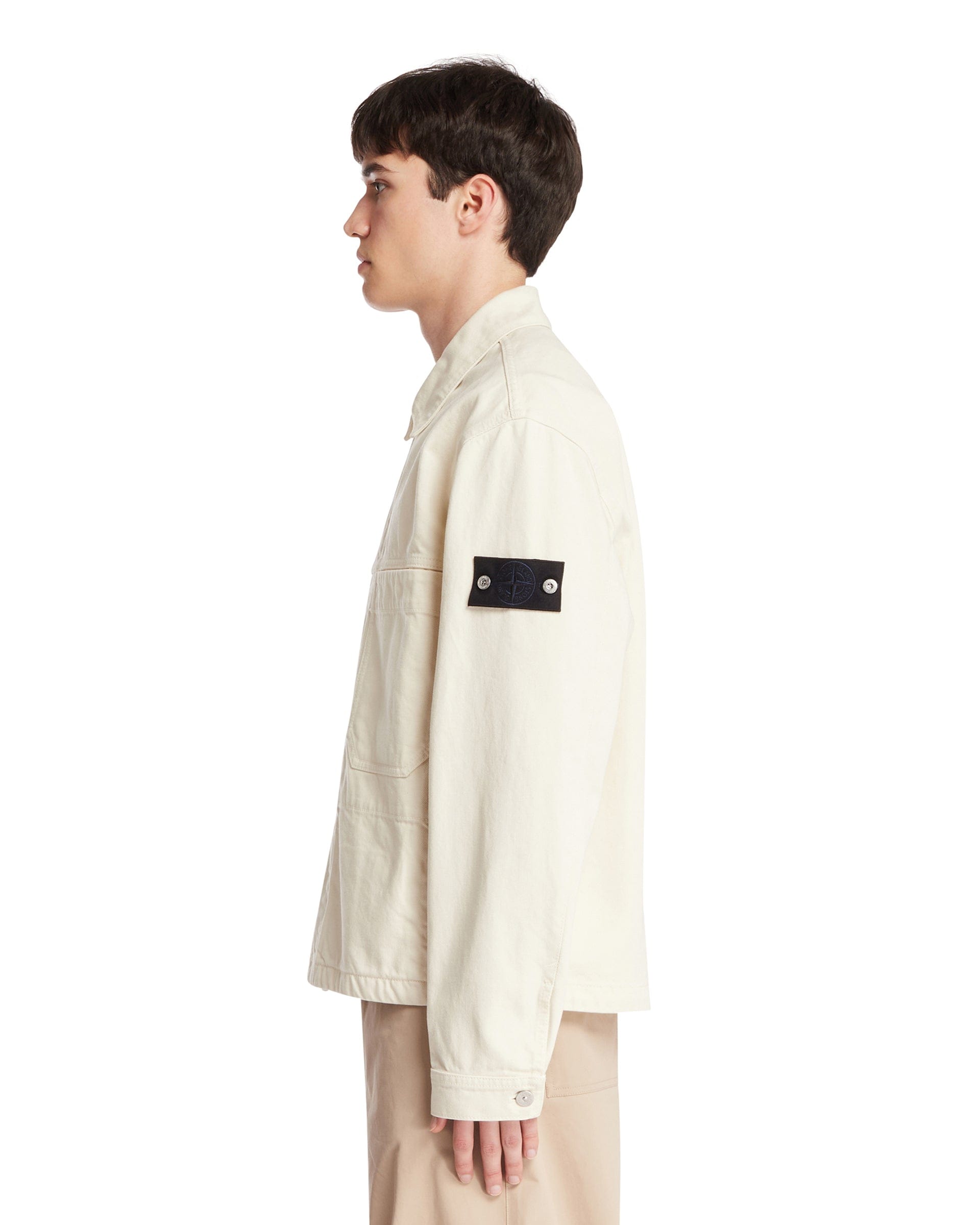 Stone Island Giacca In Denim Bianca