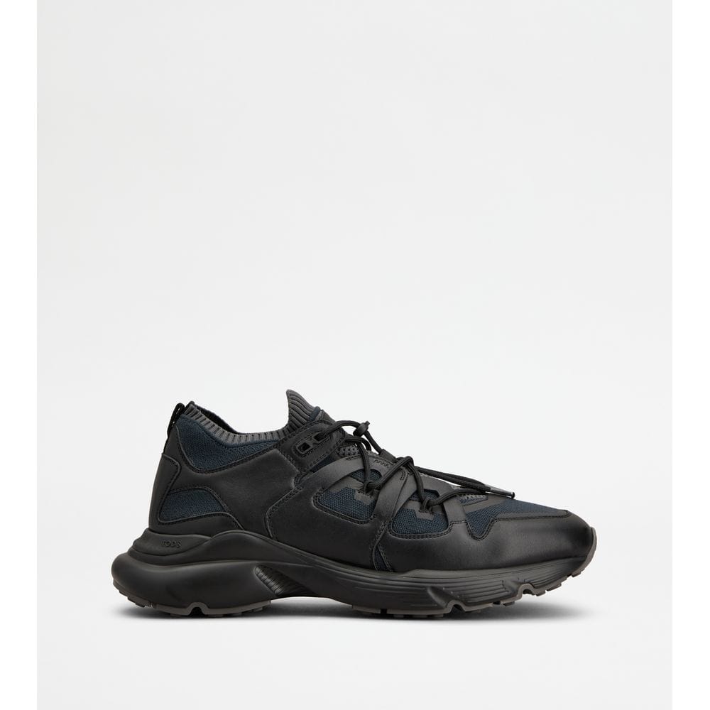 Tod's Tods Sneakers In Leather And Technical Fabric Black Mens