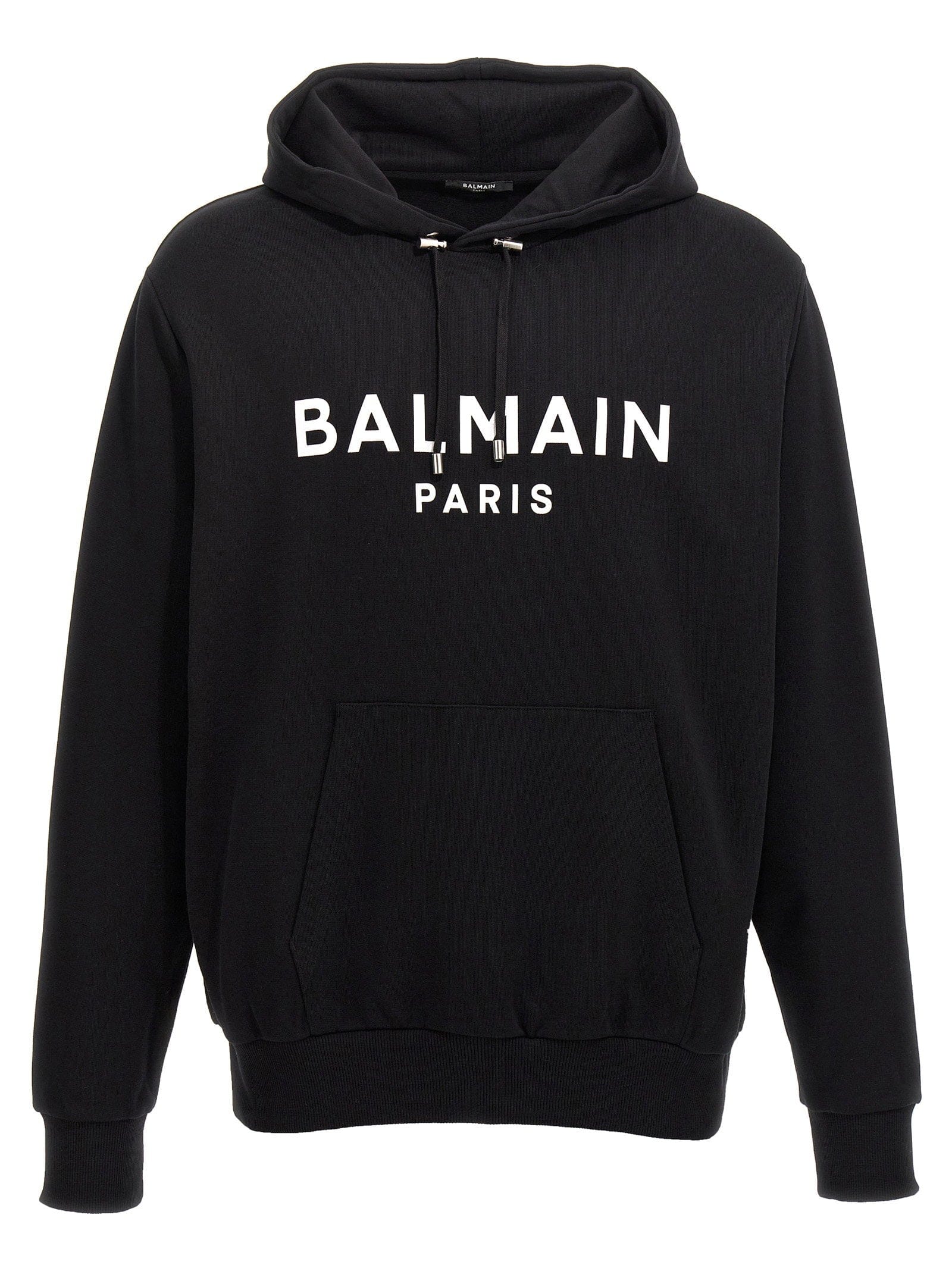 Balmain Logo - Print Organic Cotton Hoodie — Black