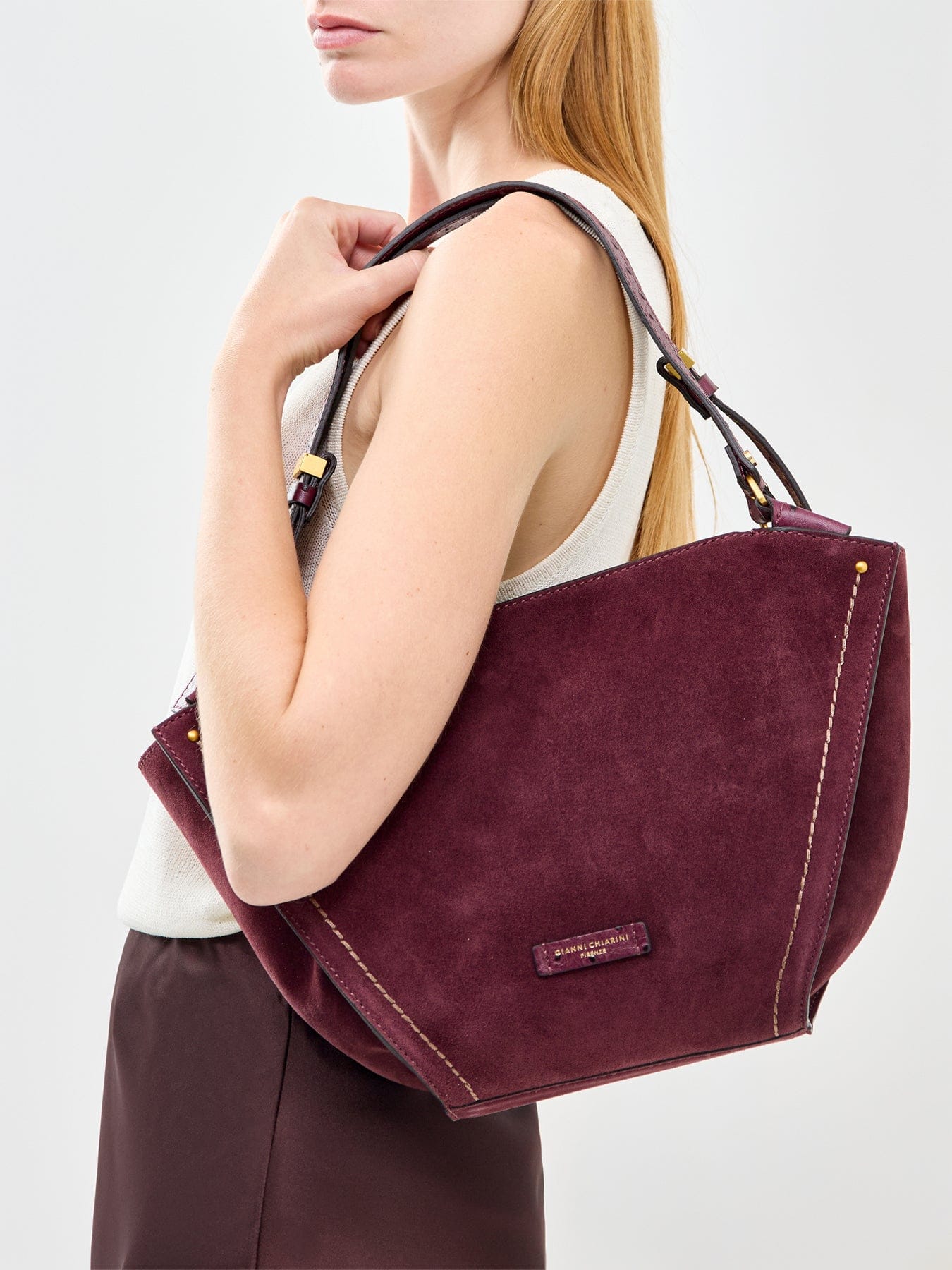 Gianni Chiarini Bloom Suede Tote Bag Brown