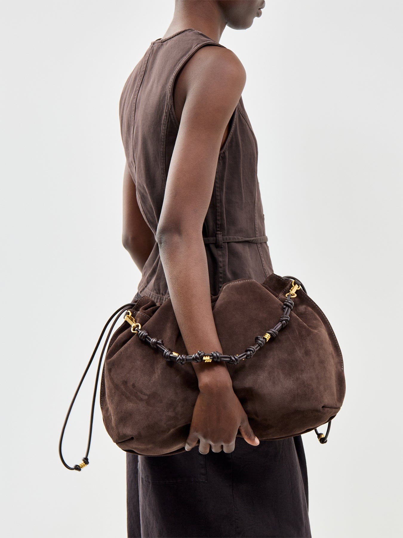 Gianni Chiarini Morgana Suede Tote Bag Brown