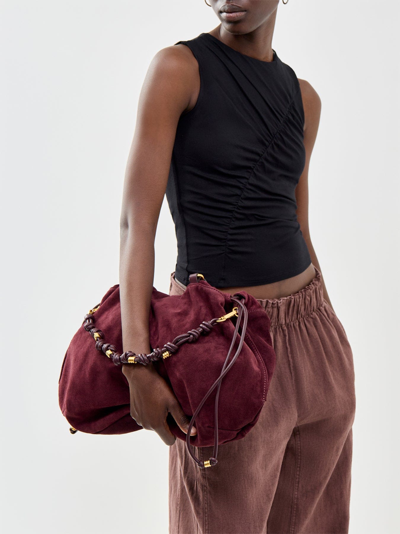 Gianni Chiarini Morgana Large Suede Tote Bag Amarone