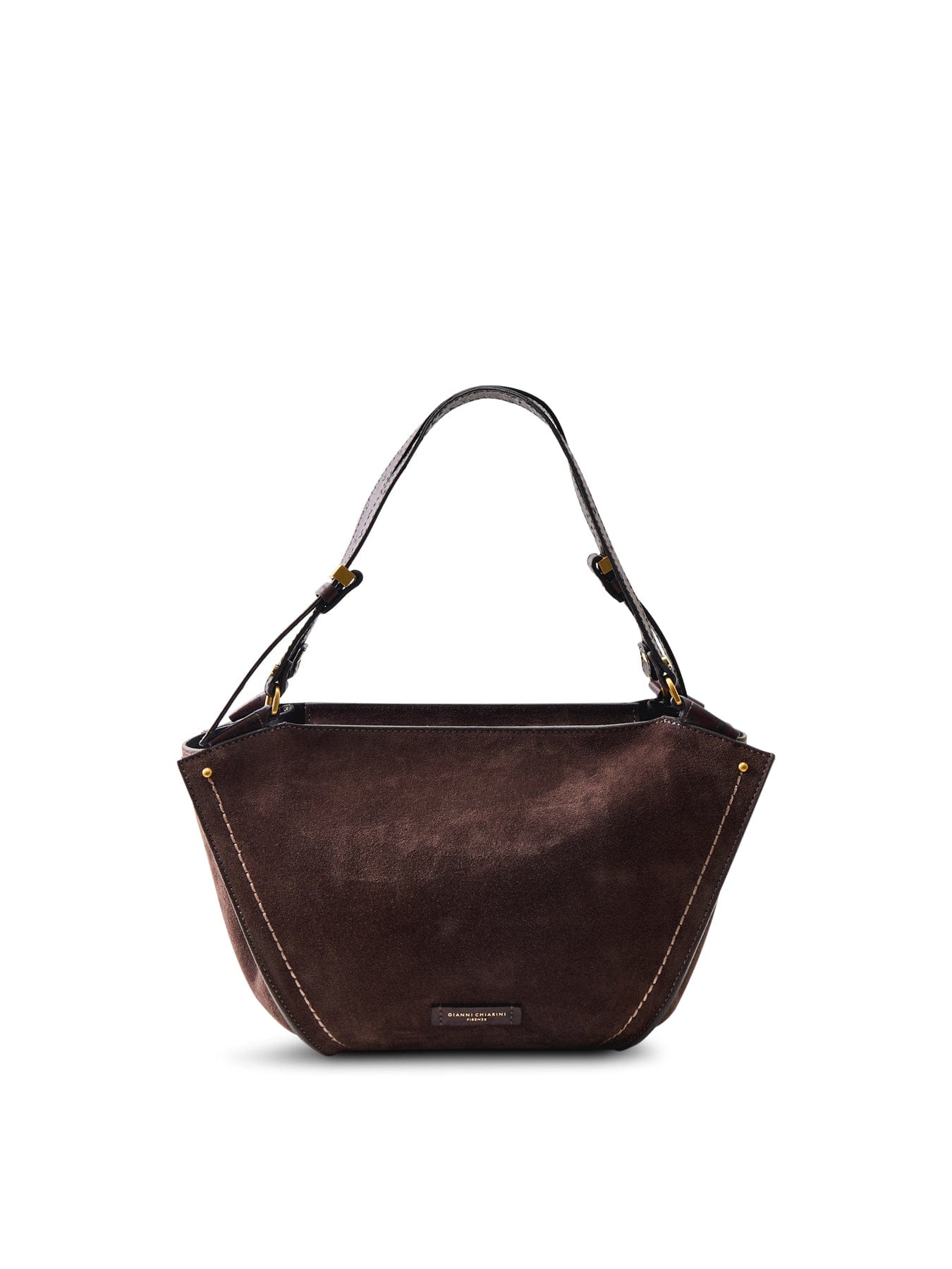 Gianni Chiarini Bloom Suede Shoulder Tote Bag Brown