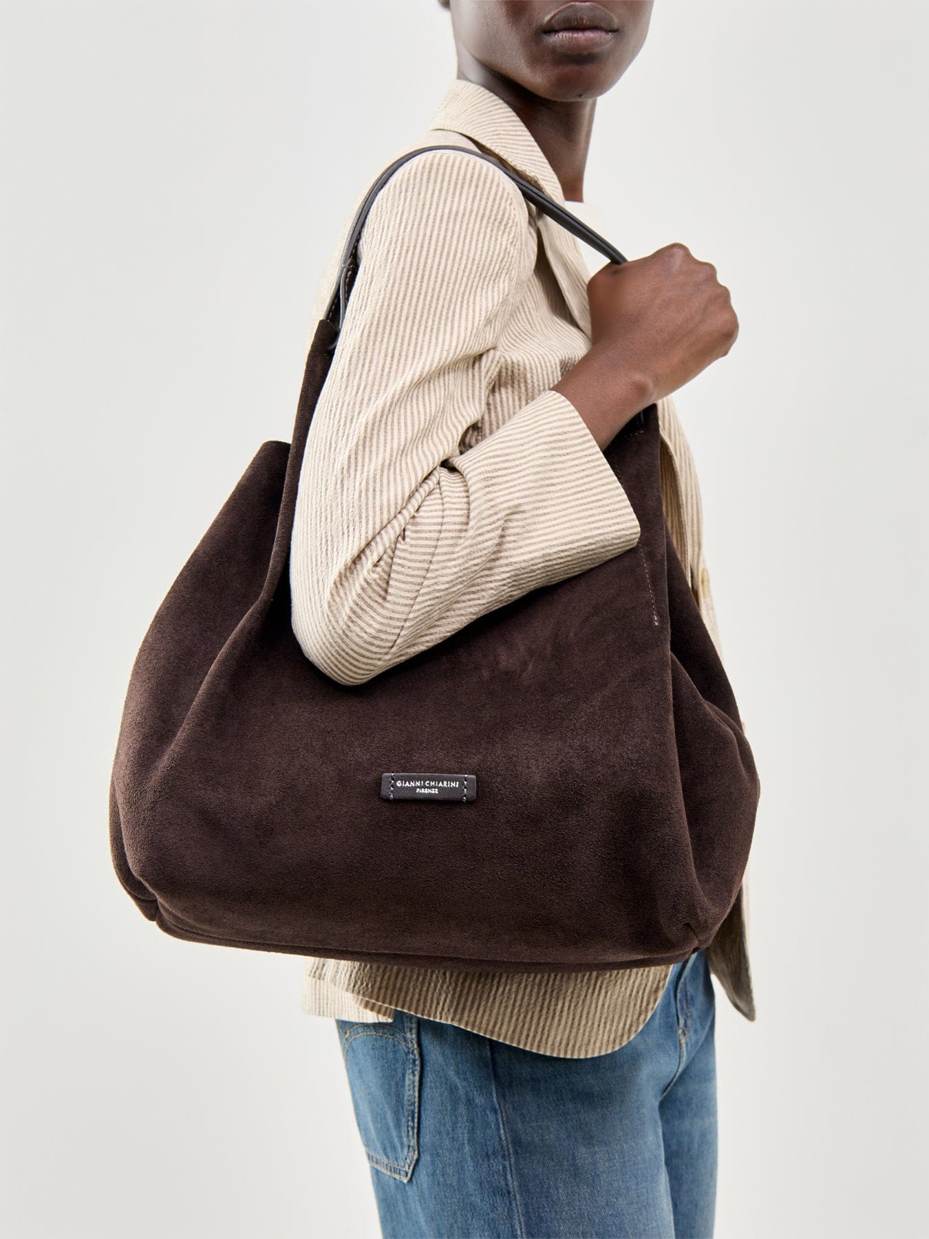 Gianni Chiarini Dua Suede Moka Tote Bag Brown