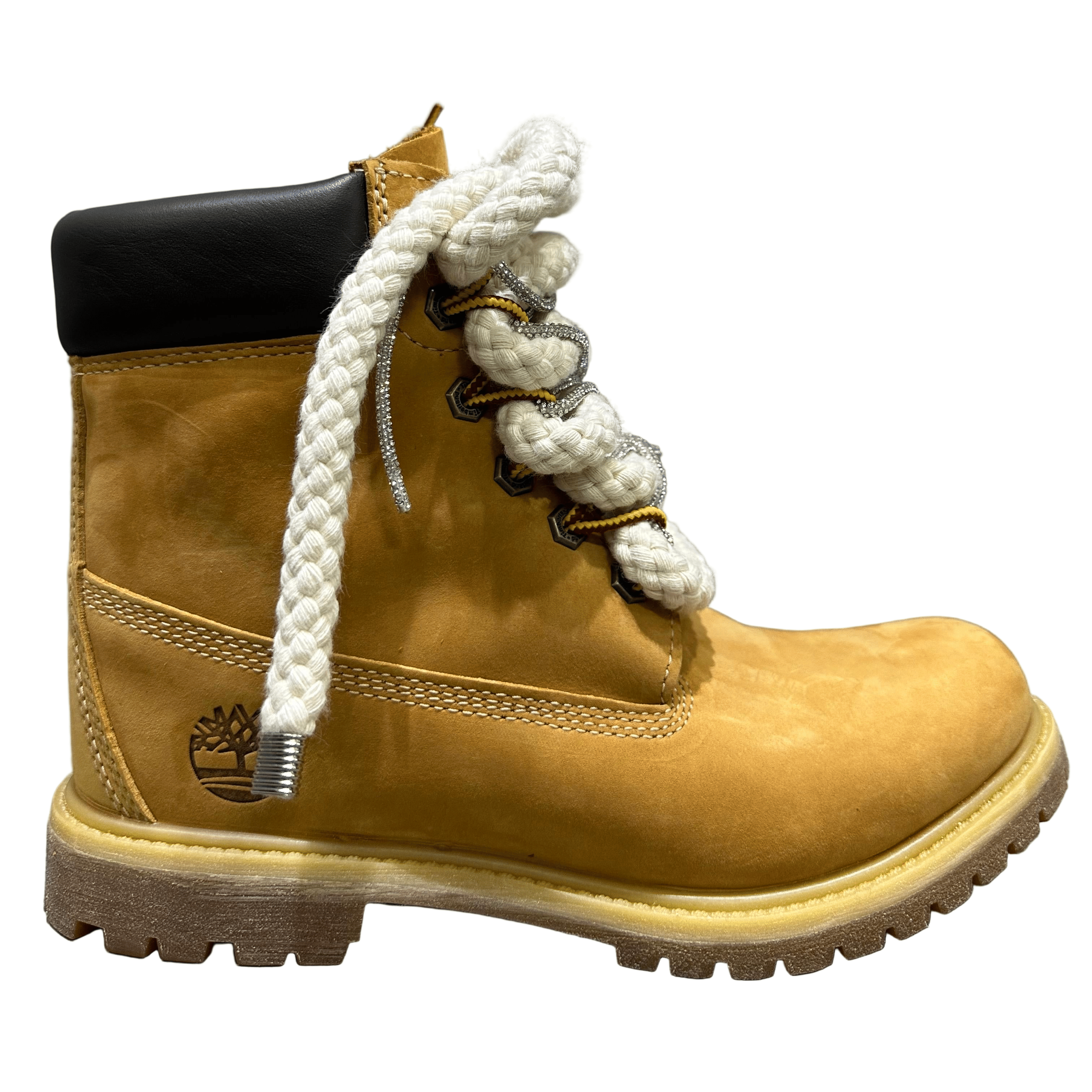 Timberland® Stivale Impermeabile Premium 6 - Inch in giallo Custom Corda Rope Laces Silver Swarovski Lacci