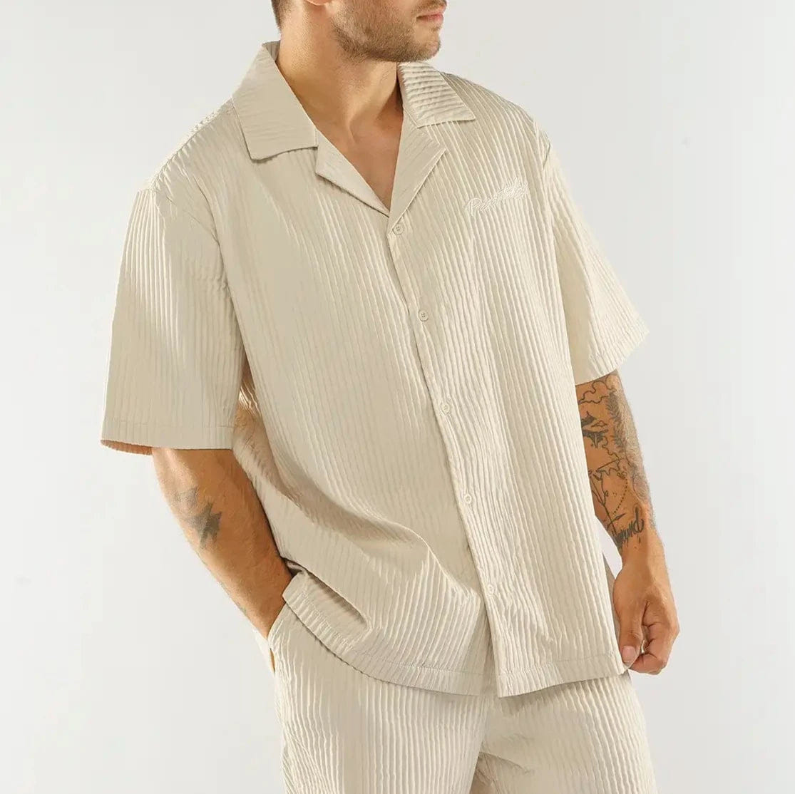 Off-White Pleated Satin Shirt - Off White