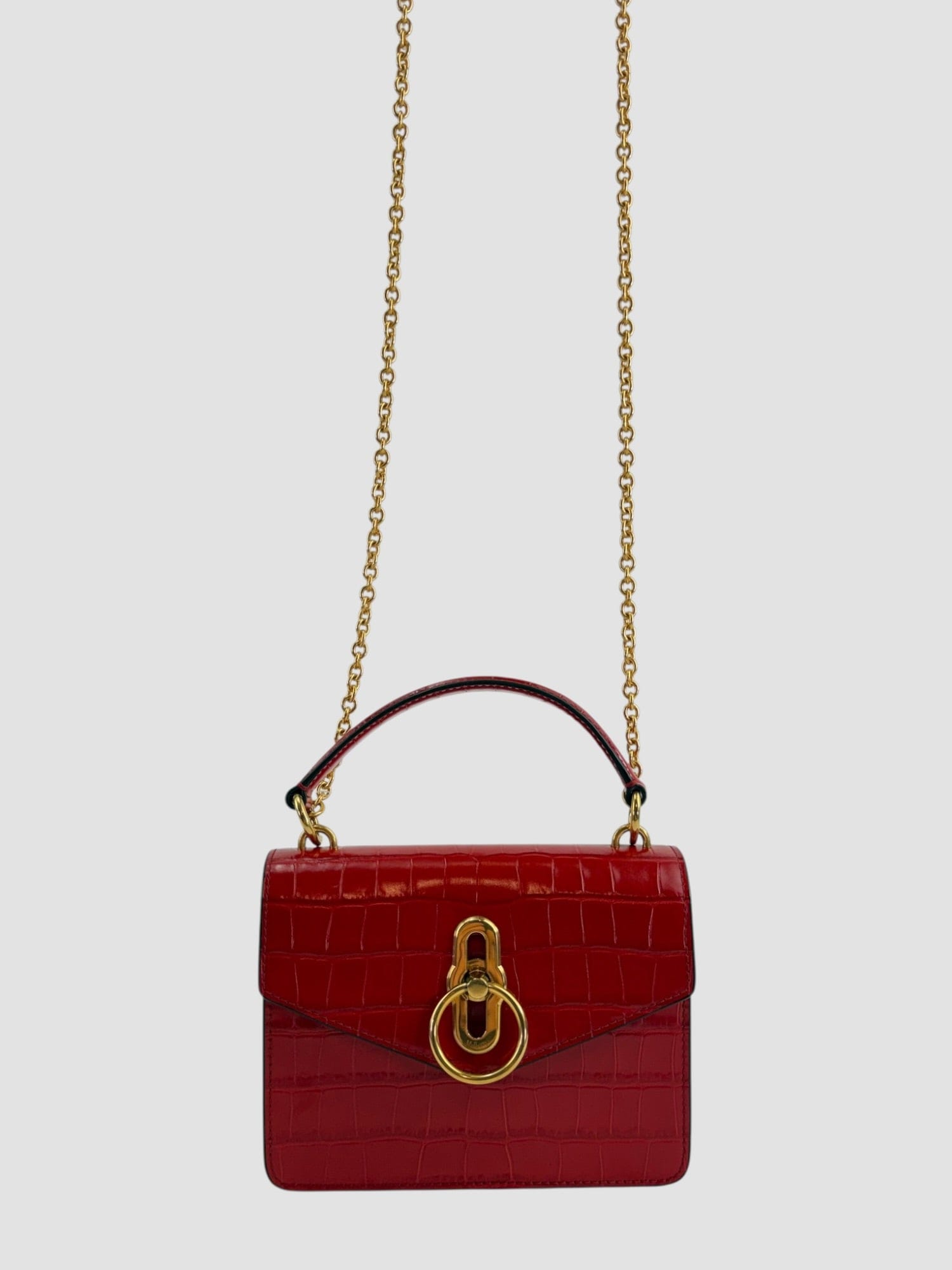 Mulberry Red Croc Embossed Leather Micro Seaton Crossbody