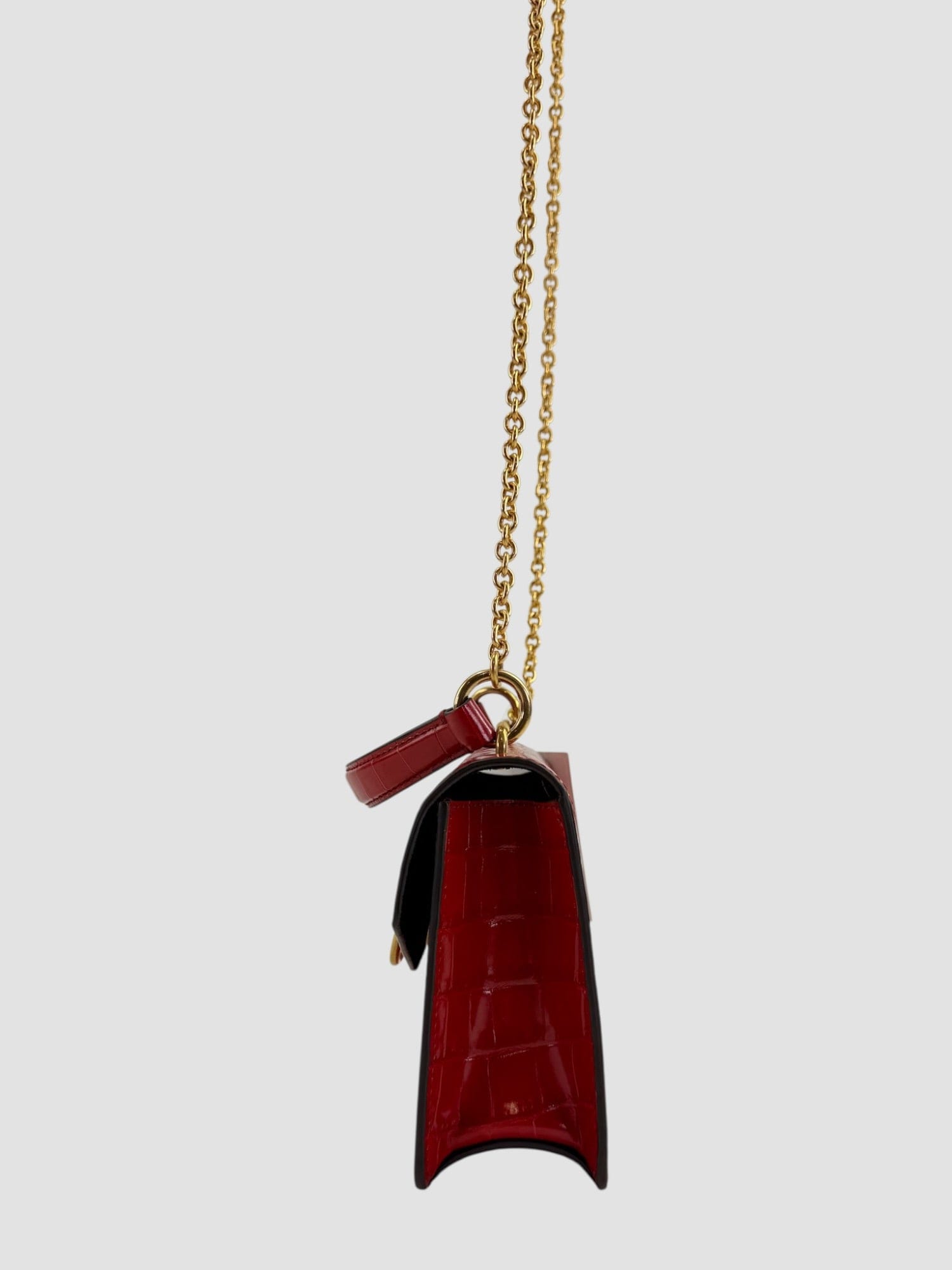 Mulberry Red Croc Embossed Leather Micro Seaton Crossbody