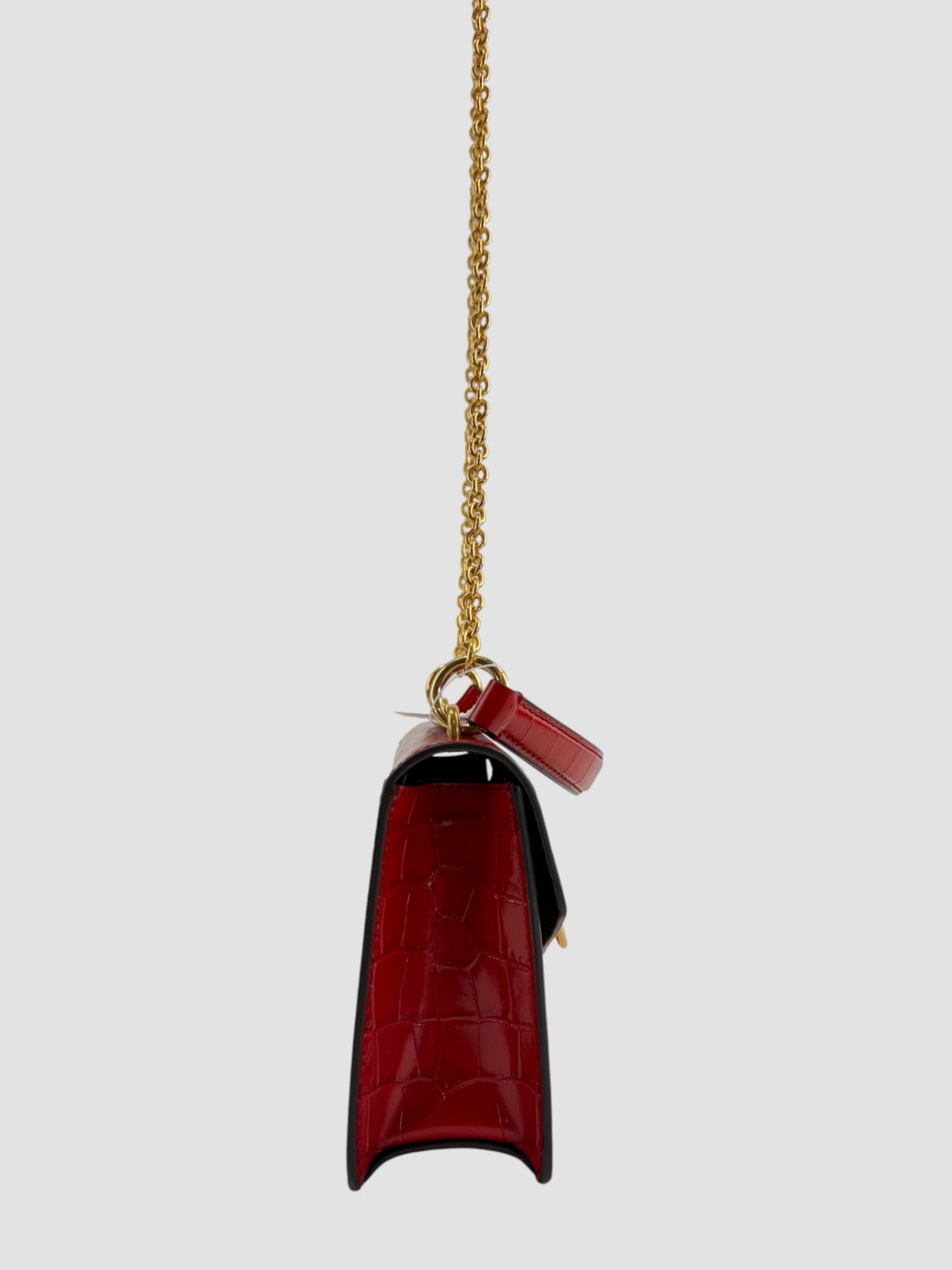 Mulberry Red Croc Embossed Leather Micro Seaton Crossbody