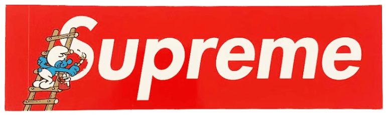 Supreme Smurfs Box Logo Sticker Red