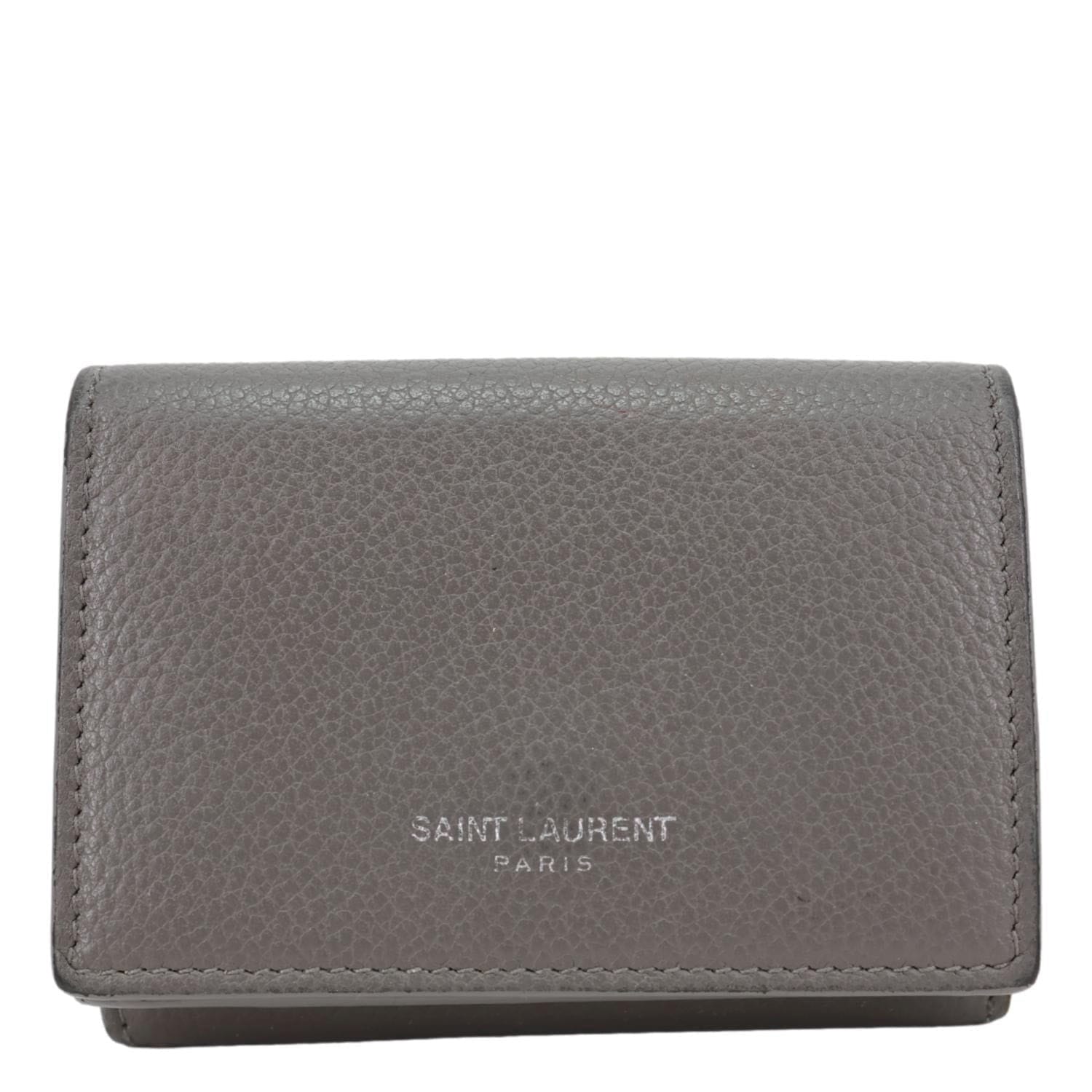 YVES SAINT LAURENT Paris Business Leather Card Case Grey