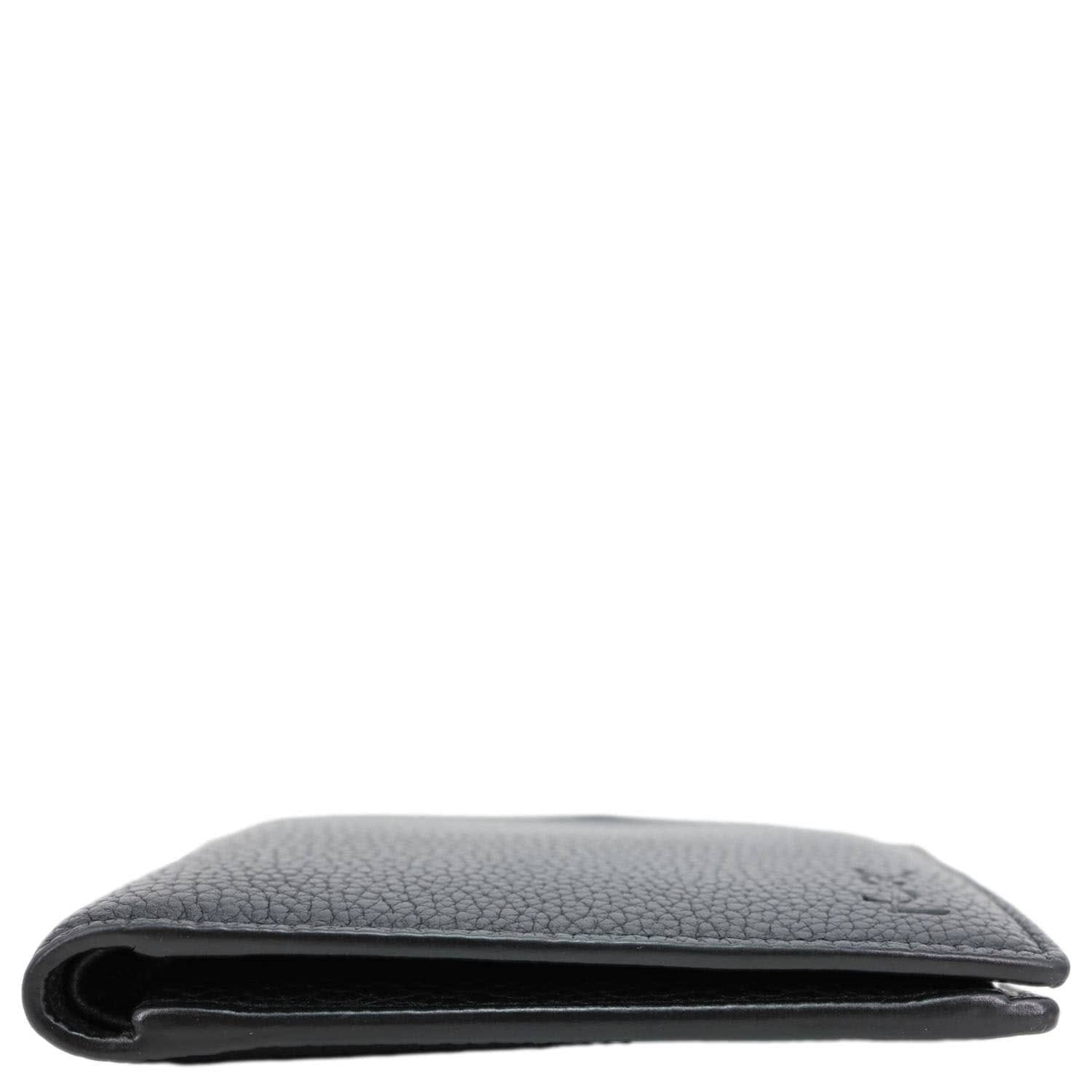 YVES SAINT LAURENT Cassandre Grained Leather Bifold Wallet Black