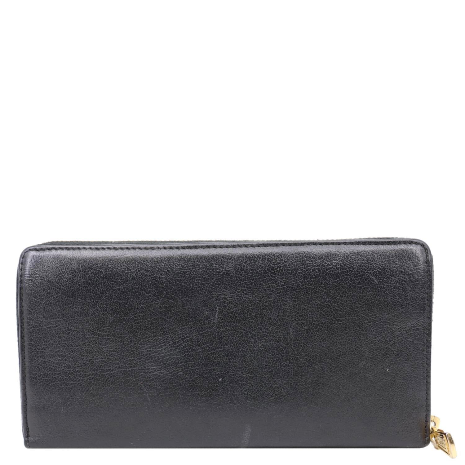 YVES SAINT Laurent Belle De Jour Chevre Leather Zip Around Wallet Black