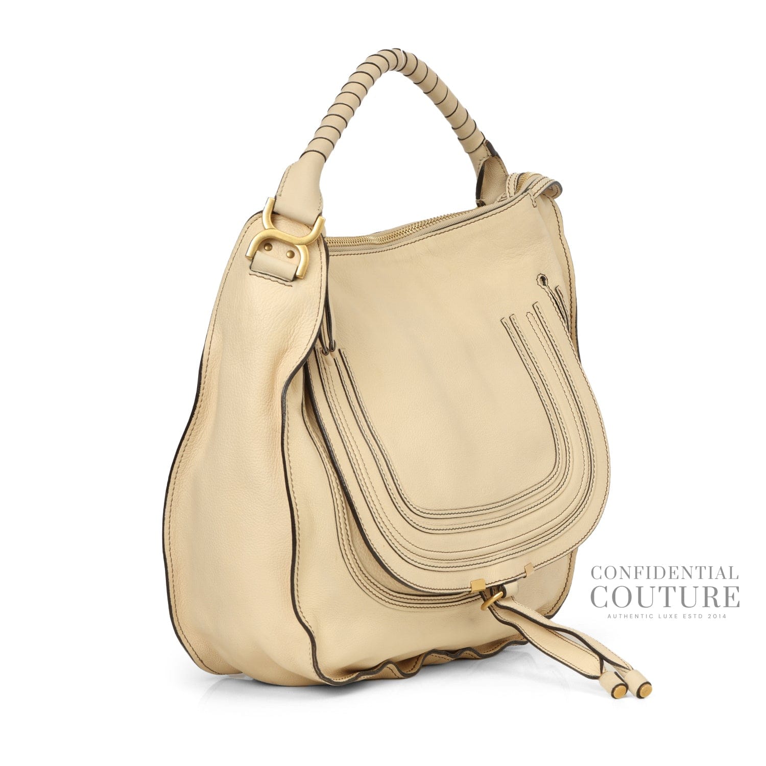 Chloe Ivory Calfskin Leather Large Marcie Hobo Bag