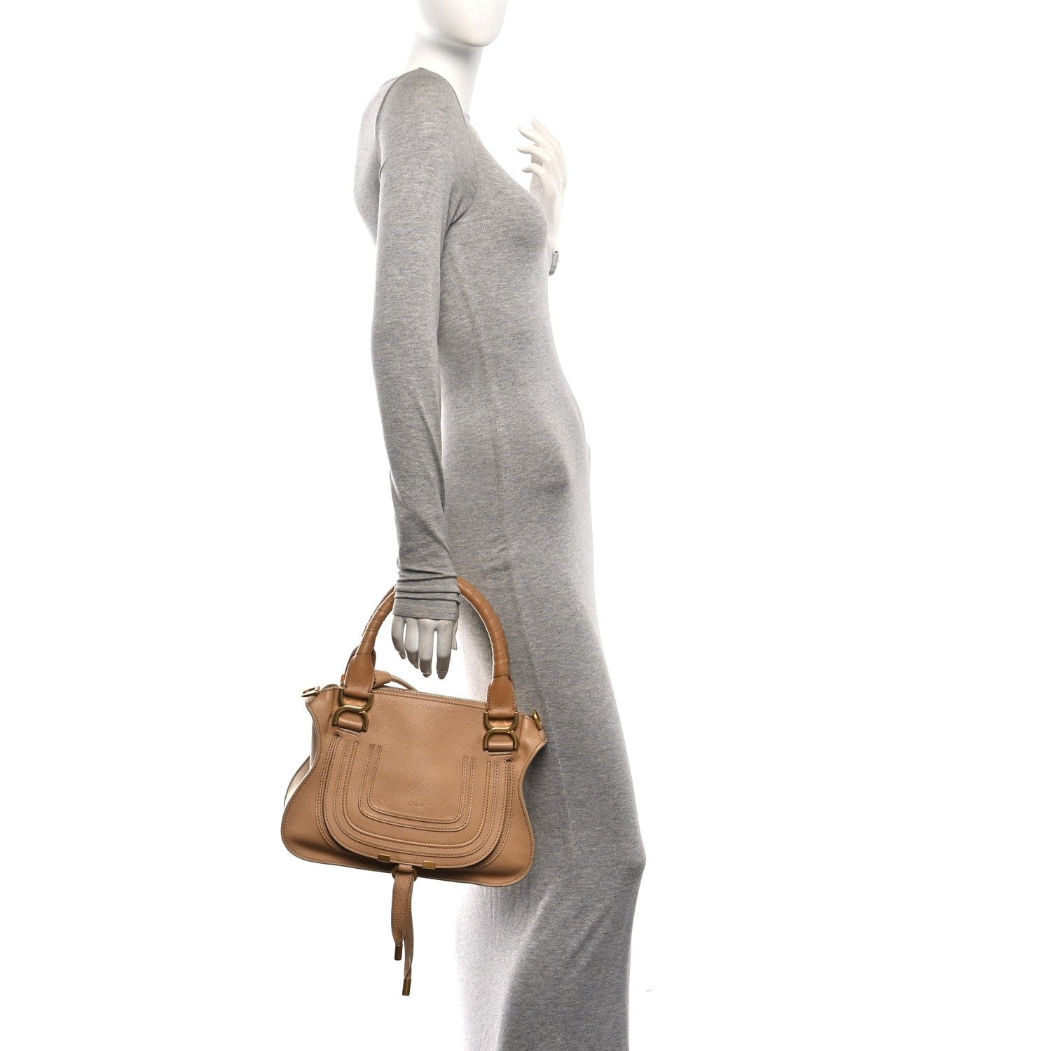 Chloe Calfskin Small Marcie Satchel Milky Brown