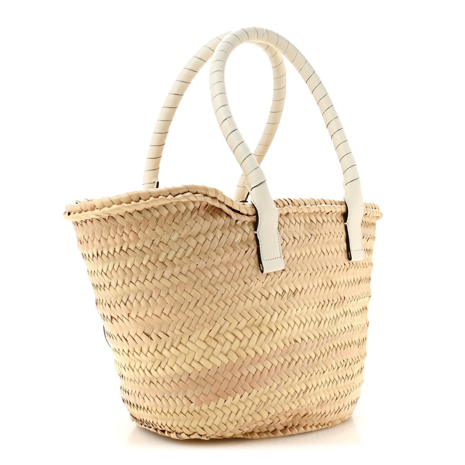 Chloe Raffia Grain Calfskin Medium Marcie Basket White