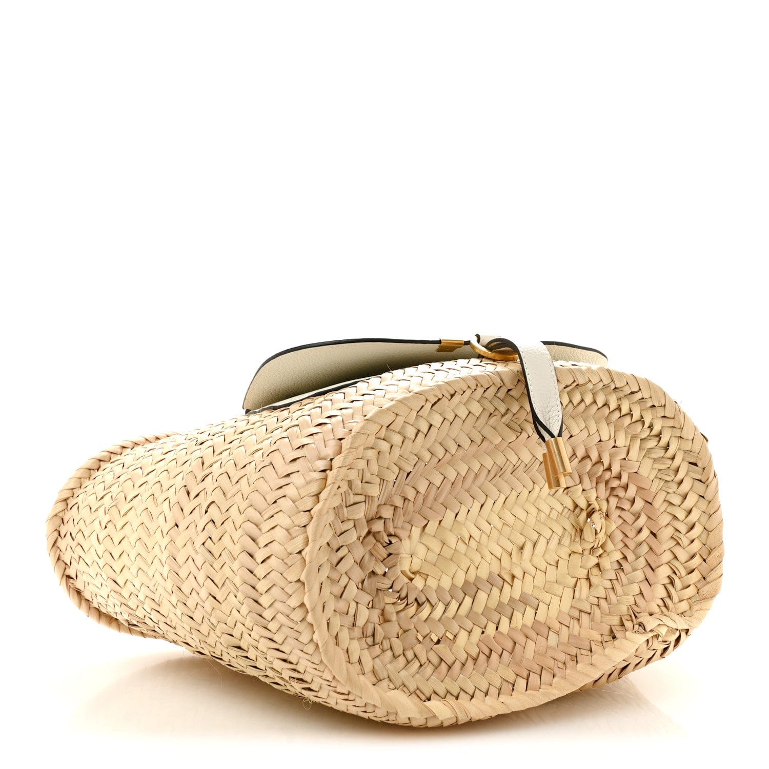 Chloe Raffia Grain Calfskin Medium Marcie Basket White