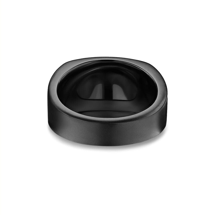David Yurman Chevron Three Sided Signet Ring in Black Titanium, 12.5 mm, Size 8