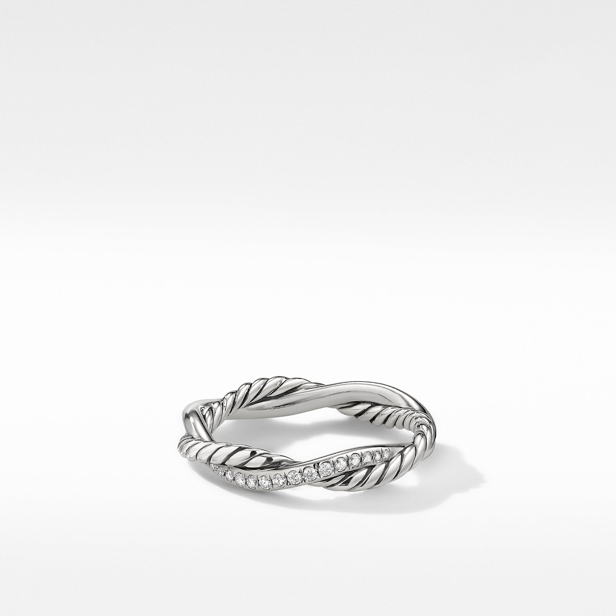 David Yurman Petite Infinity Twisted Ring with Pavé Diamonds, Size 6