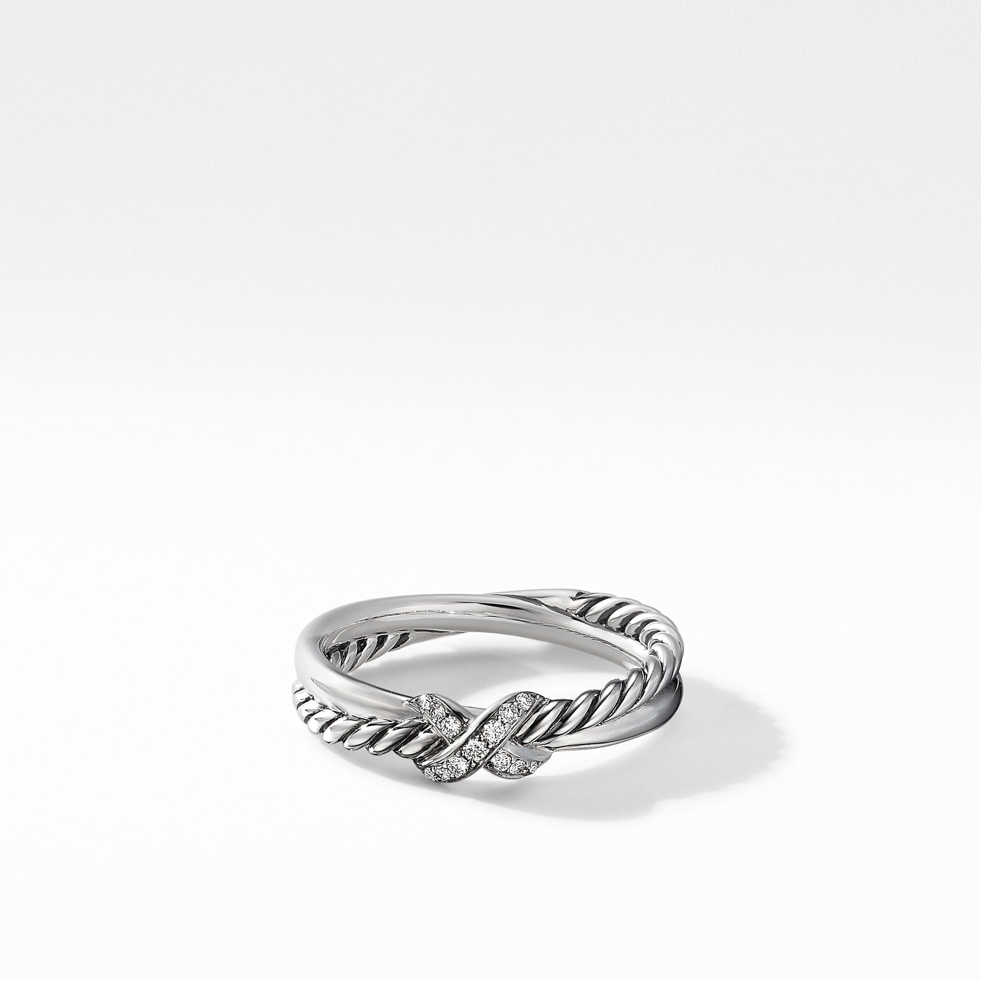 David Yurman Petite x Ring with Pavé Diamonds, Size 6