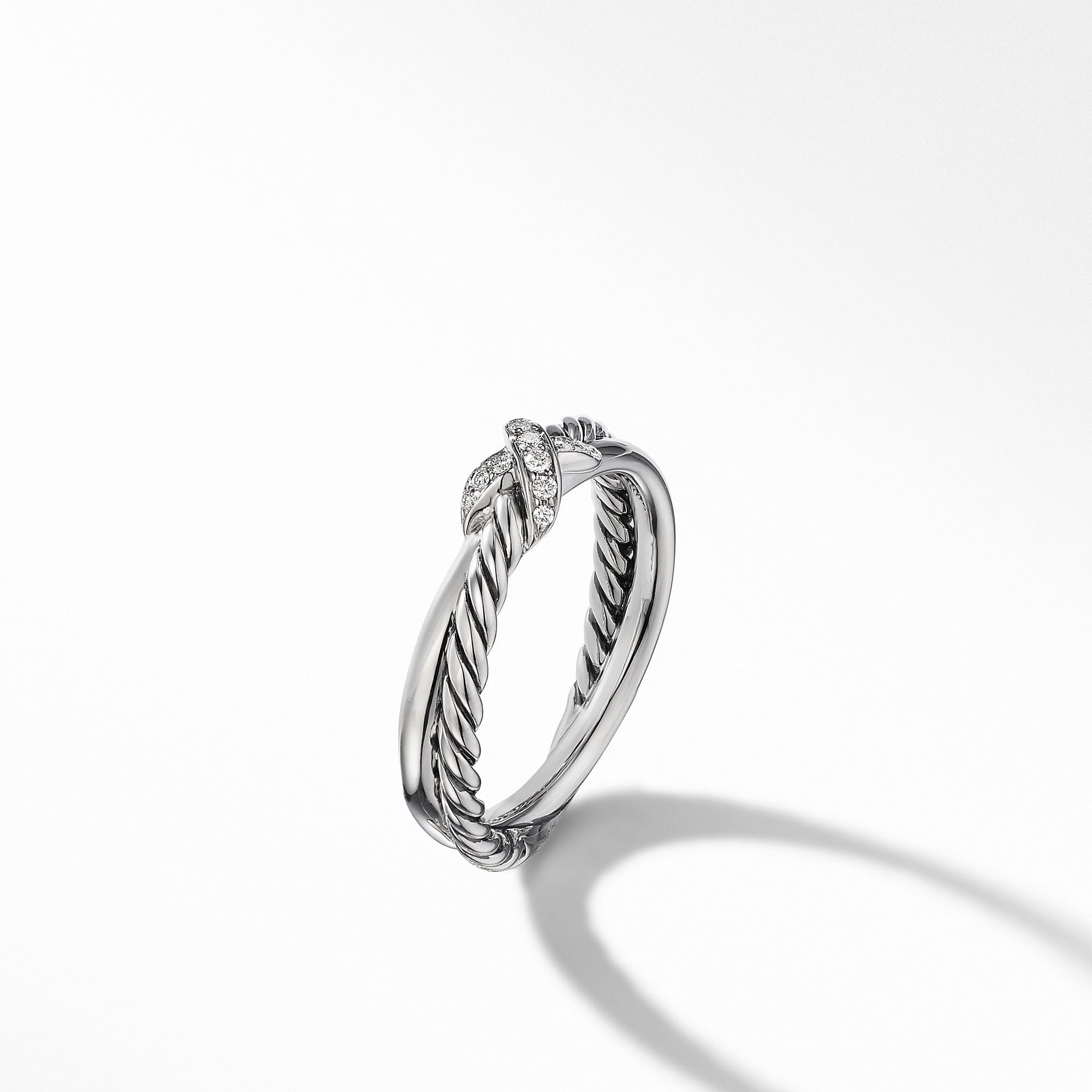 David Yurman Petite x Ring with Pavé Diamonds, Size 6