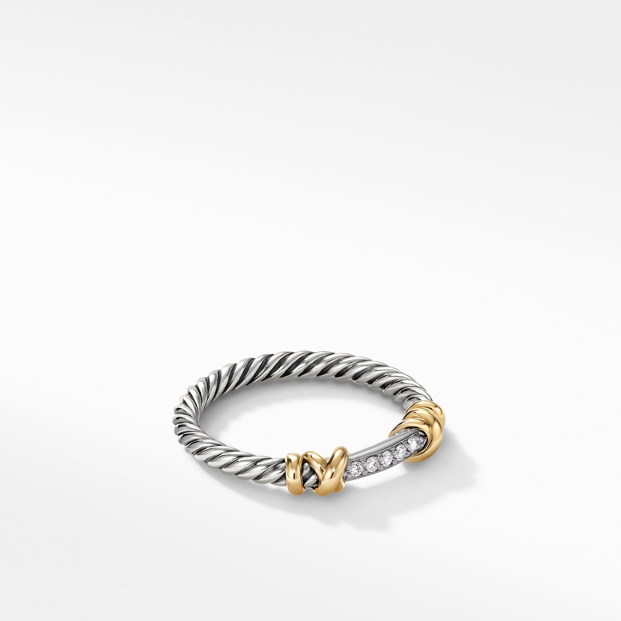 David Yurman Helena Wrap Ring in Sterling Silver and 18K Yellow Gold with Diamonds, Size 7