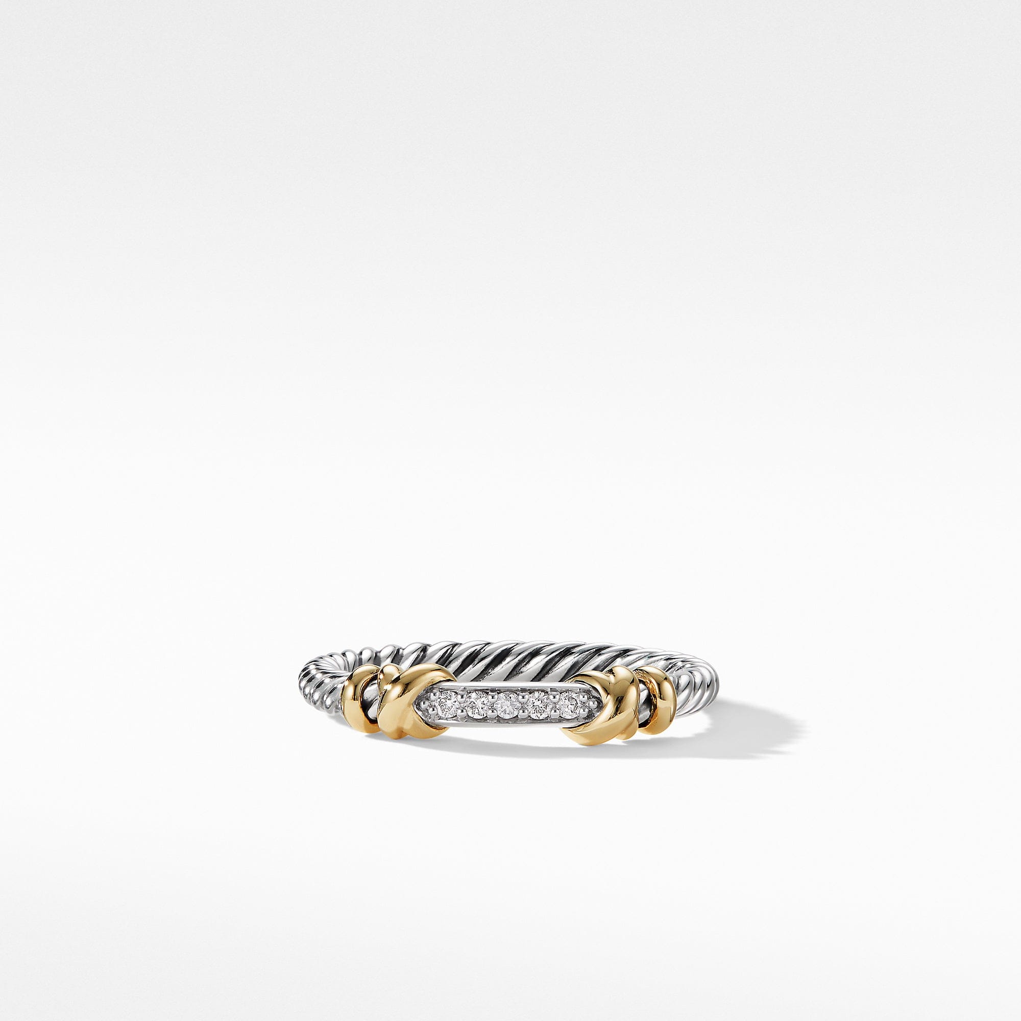 David Yurman Helena Wrap Ring in Sterling Silver and 18K Yellow Gold with Diamonds, Size 7